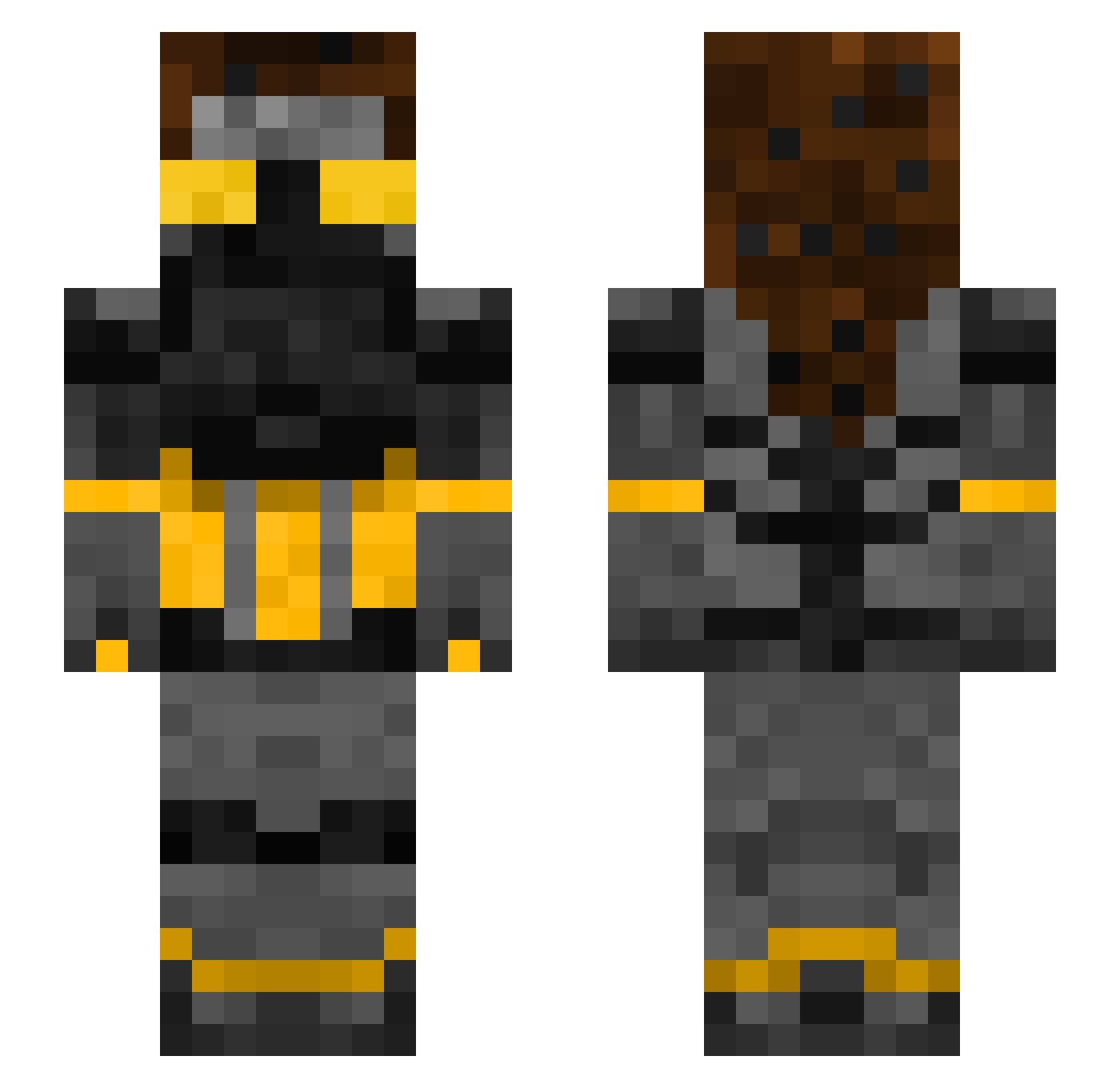 HellseaVelocity Minecraft skin, front and back view