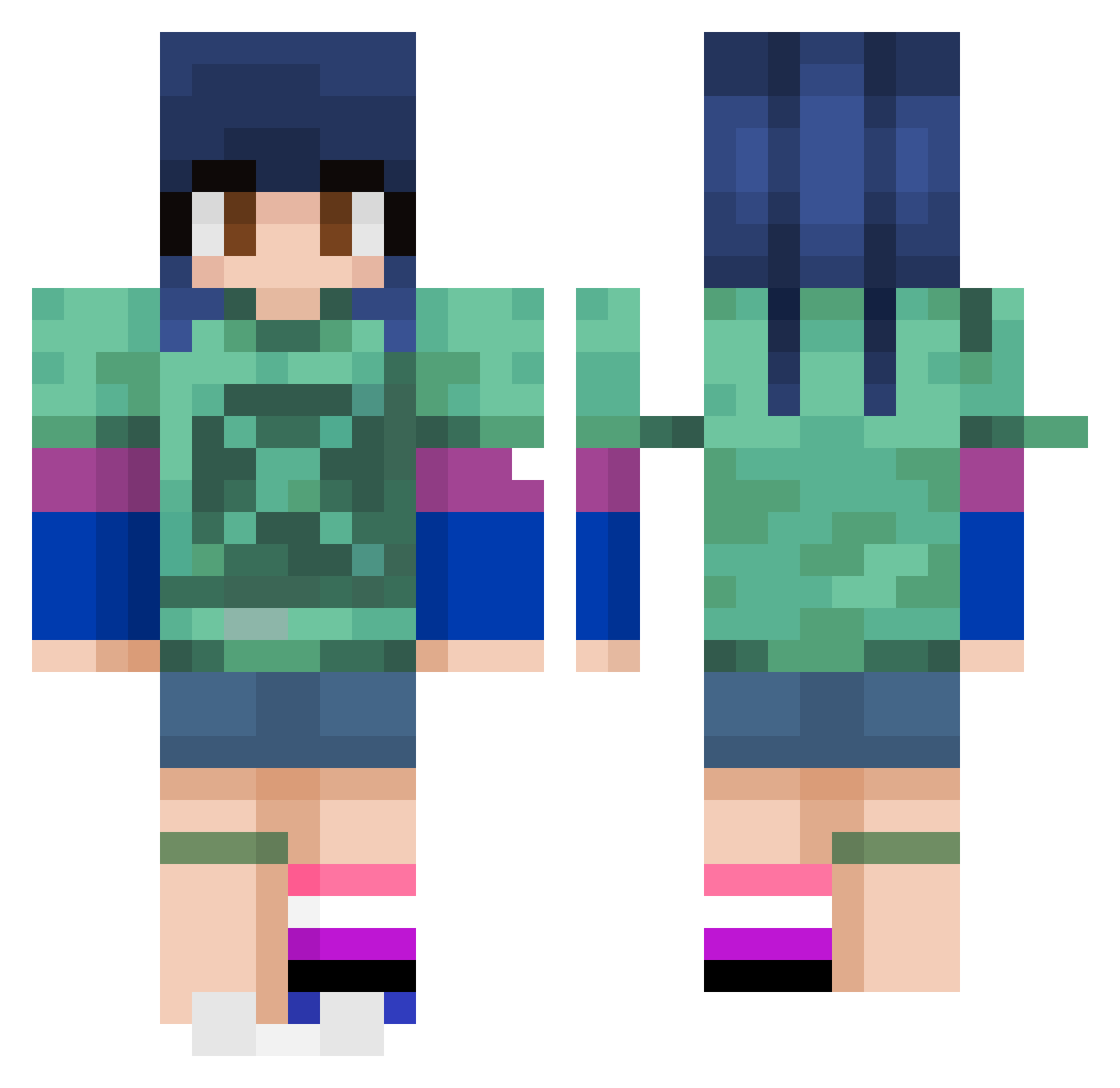 AlwaysOpugno Minecraft skin, front and back view