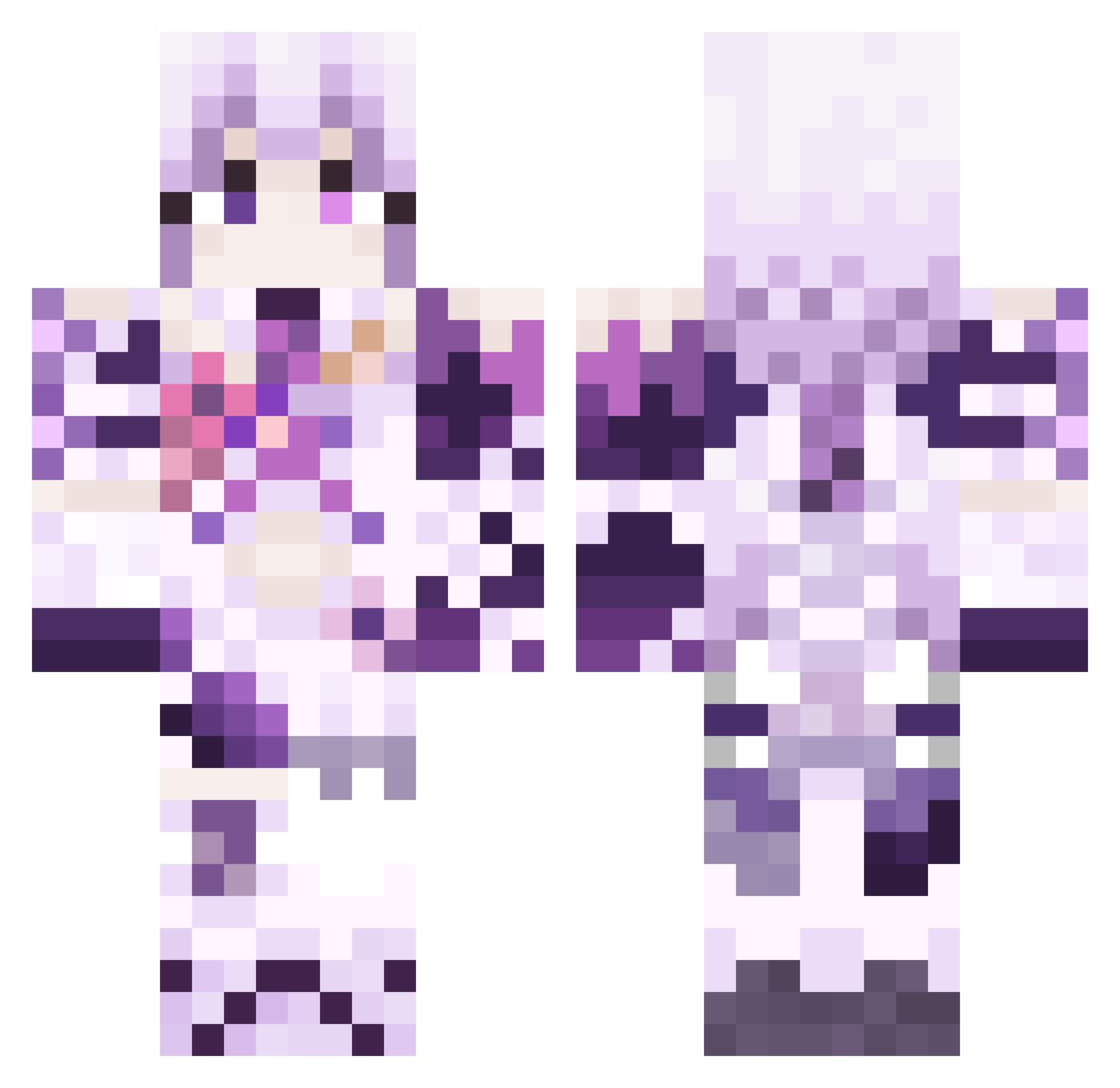 Reshadowed Minecraft skin, front and back view