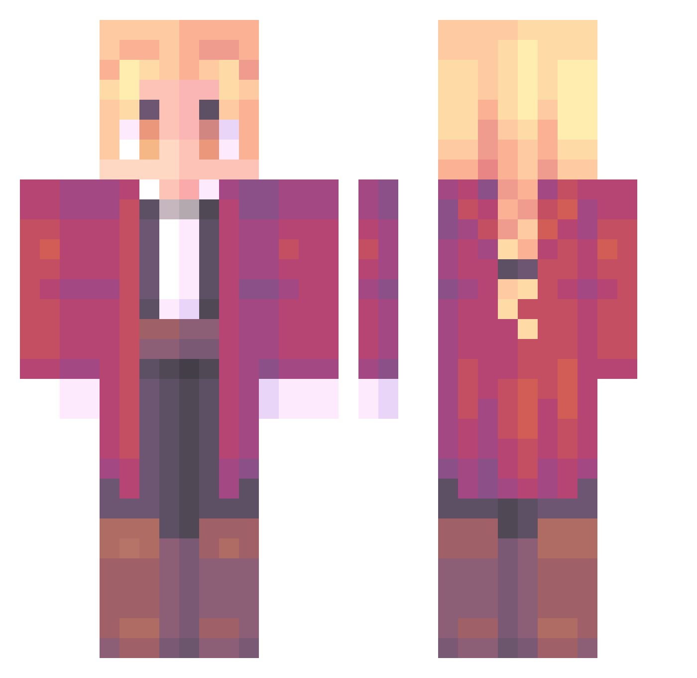Saaoz Minecraft skin, front and back view