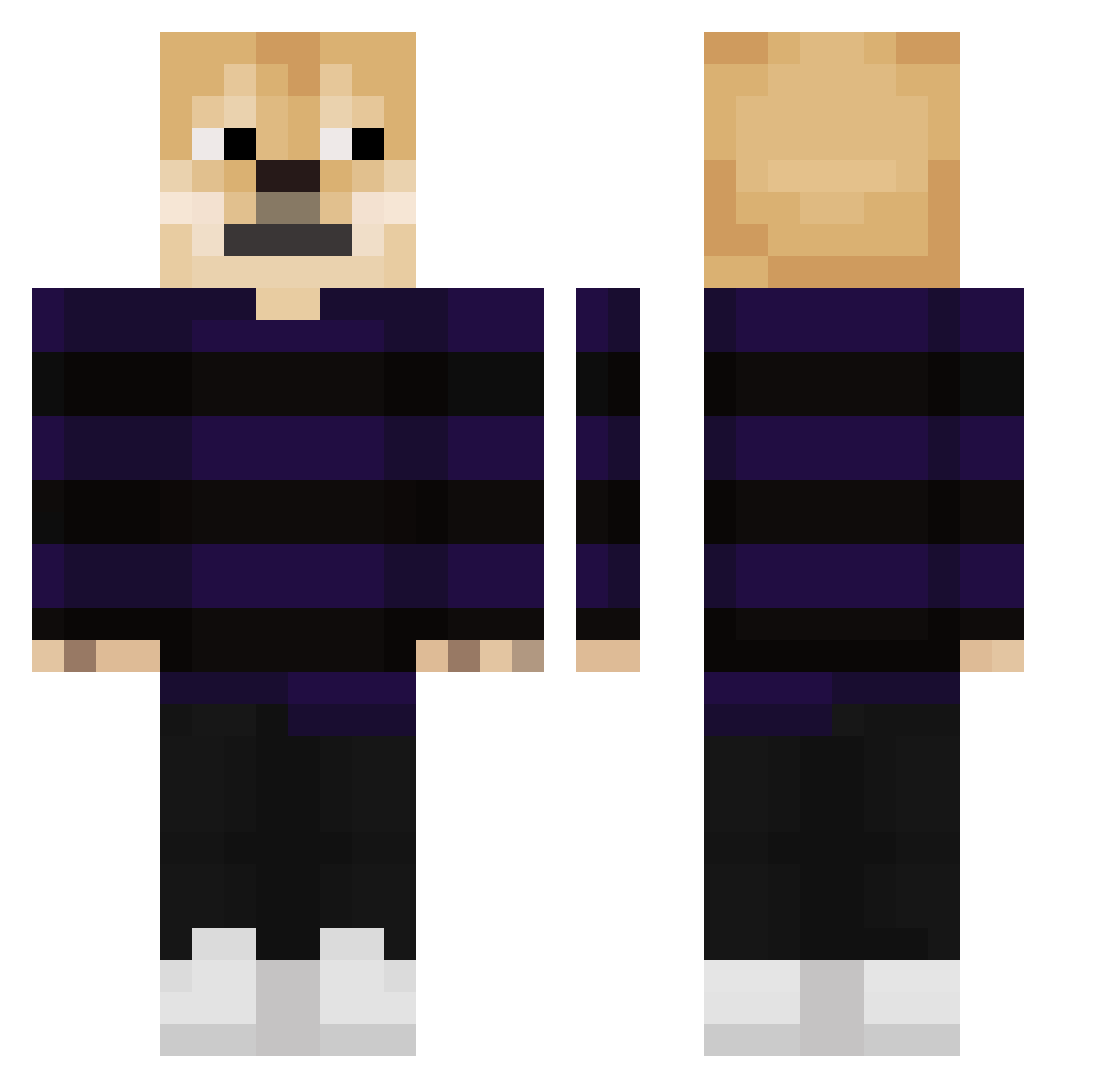 JulixAxolotl Minecraft skin, front and back view