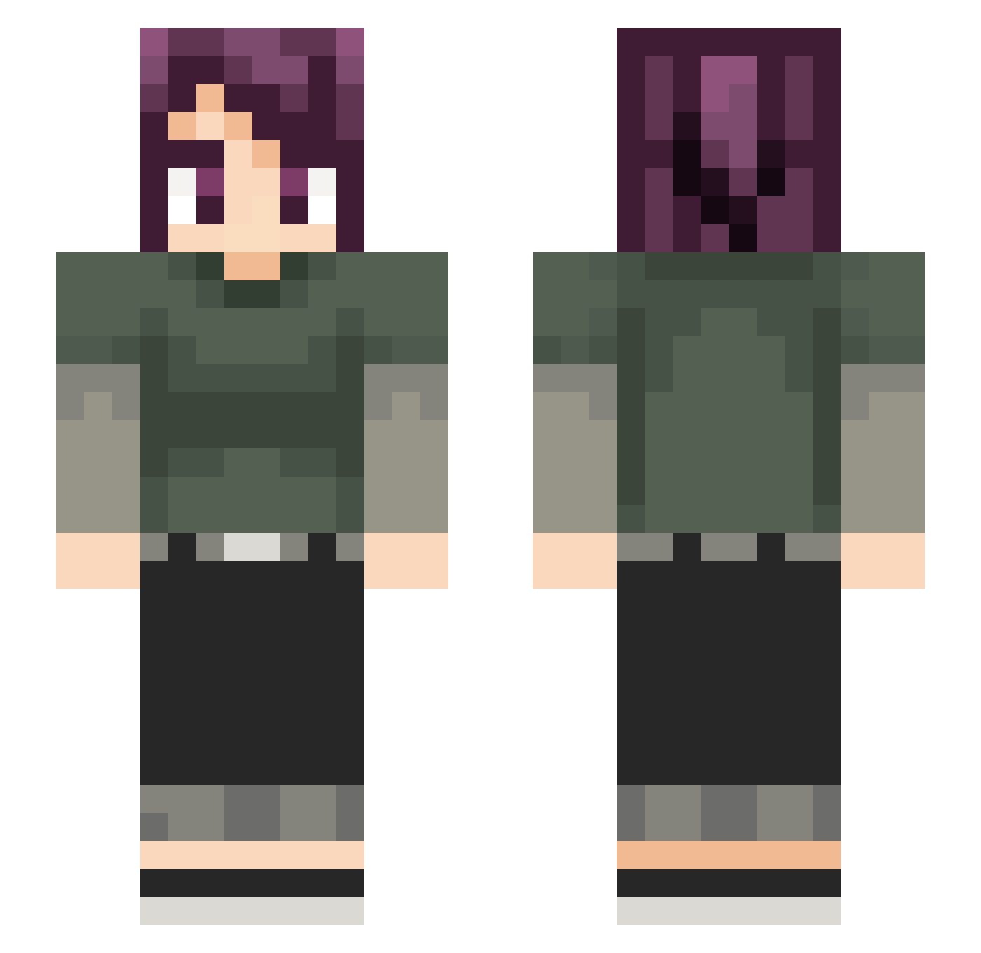 Visi_Gal Minecraft skin, front and back view