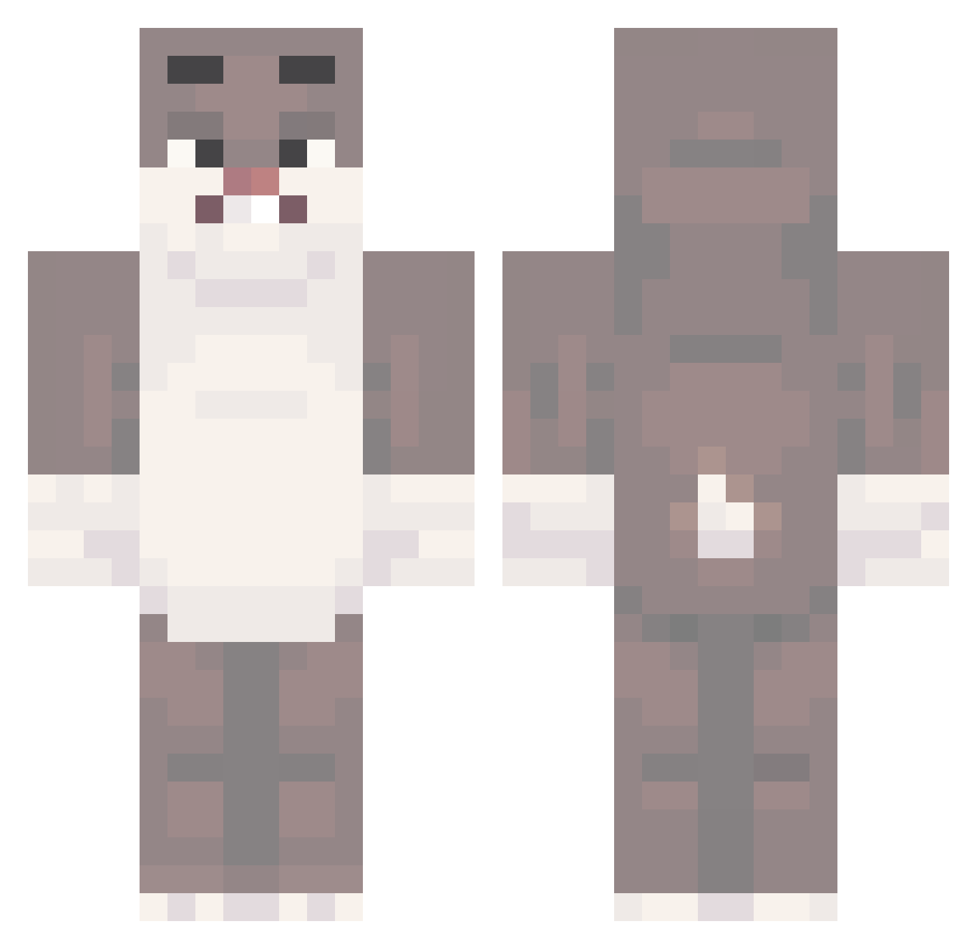 HSDNN Minecraft skin, front and back view