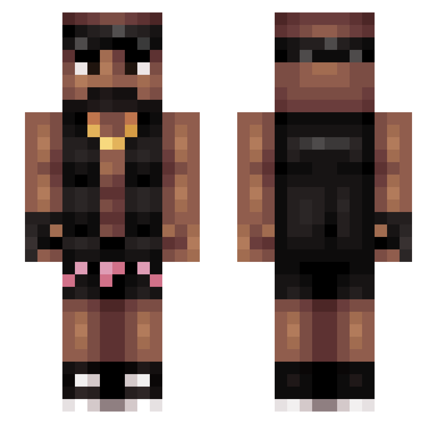 Nonstop Minecraft skin, front and back view