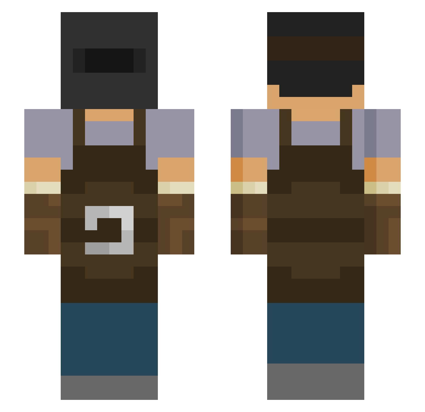 GameOverOBrien Minecraft skin, front and back view