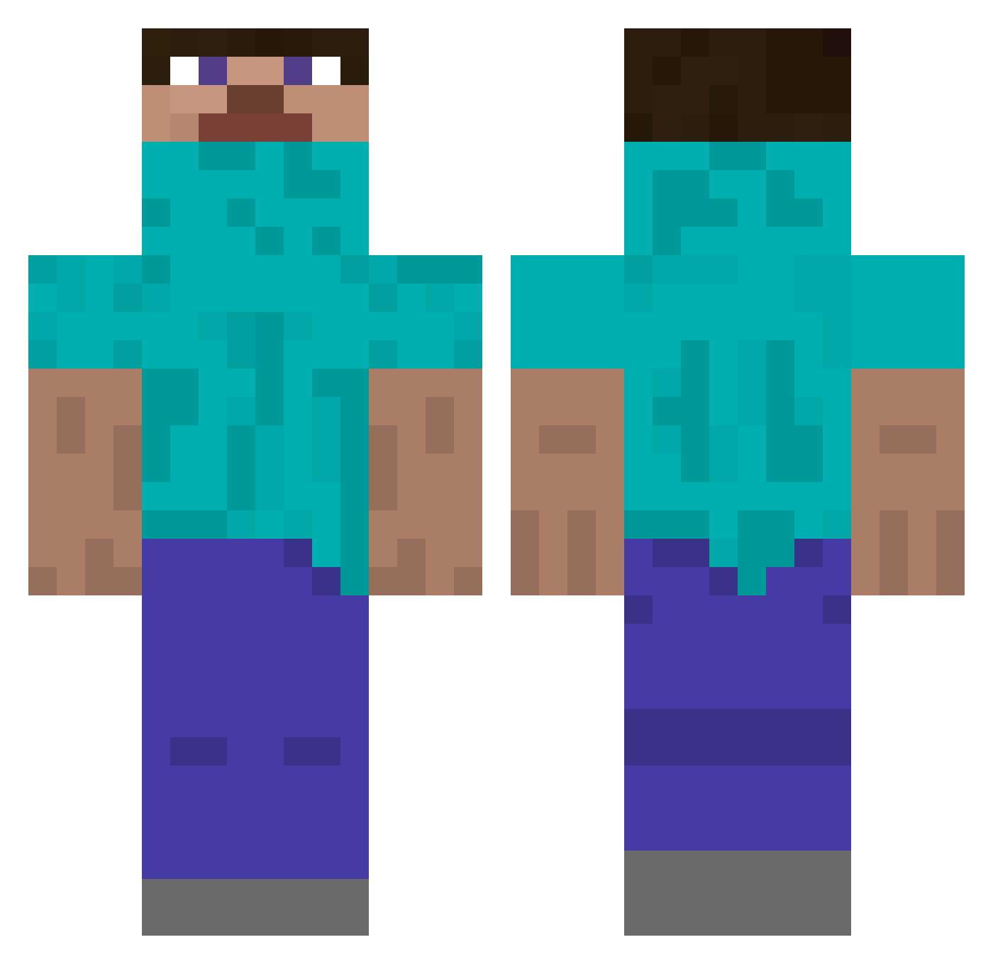 WqW1xxi Minecraft skin, front and back view