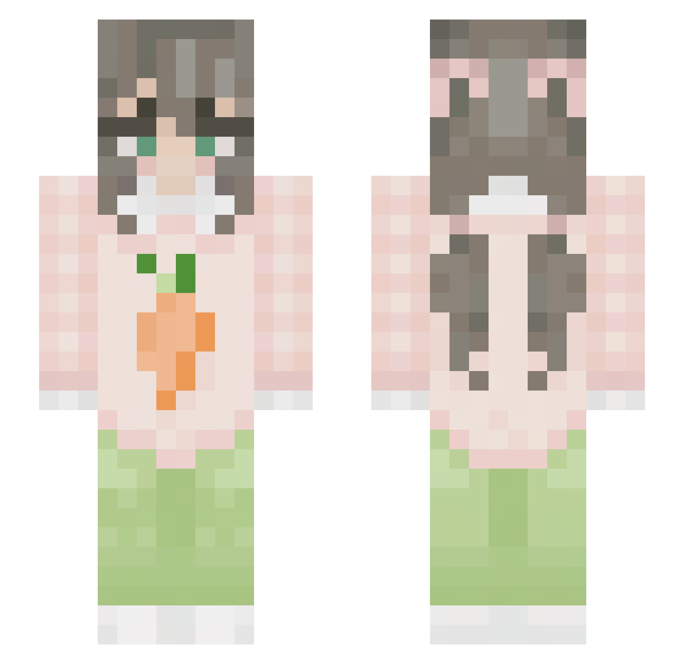 CarrotGirl Minecraft skin, front and back view
