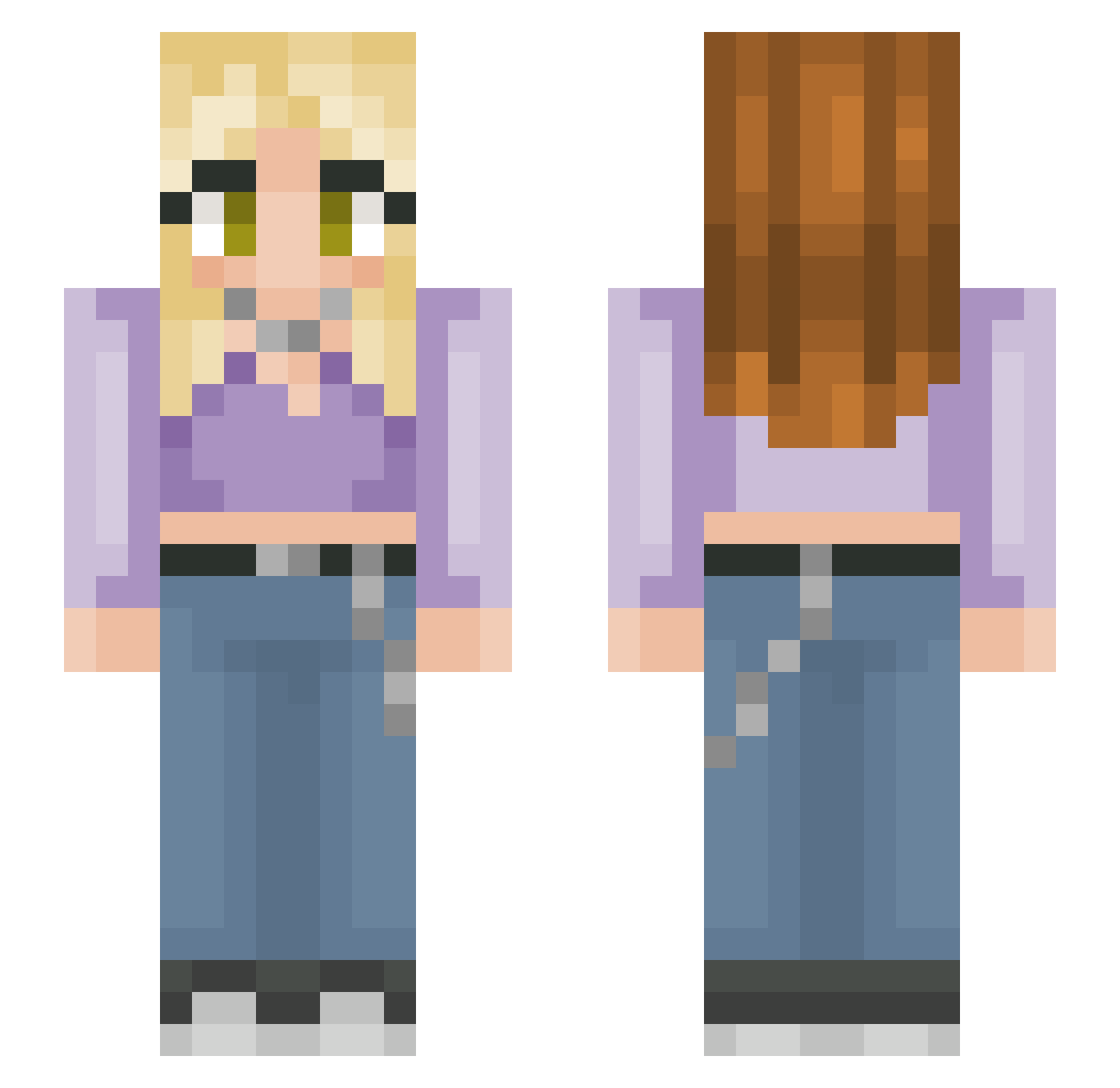 Jk_its_Justin Minecraft skin, front and back view