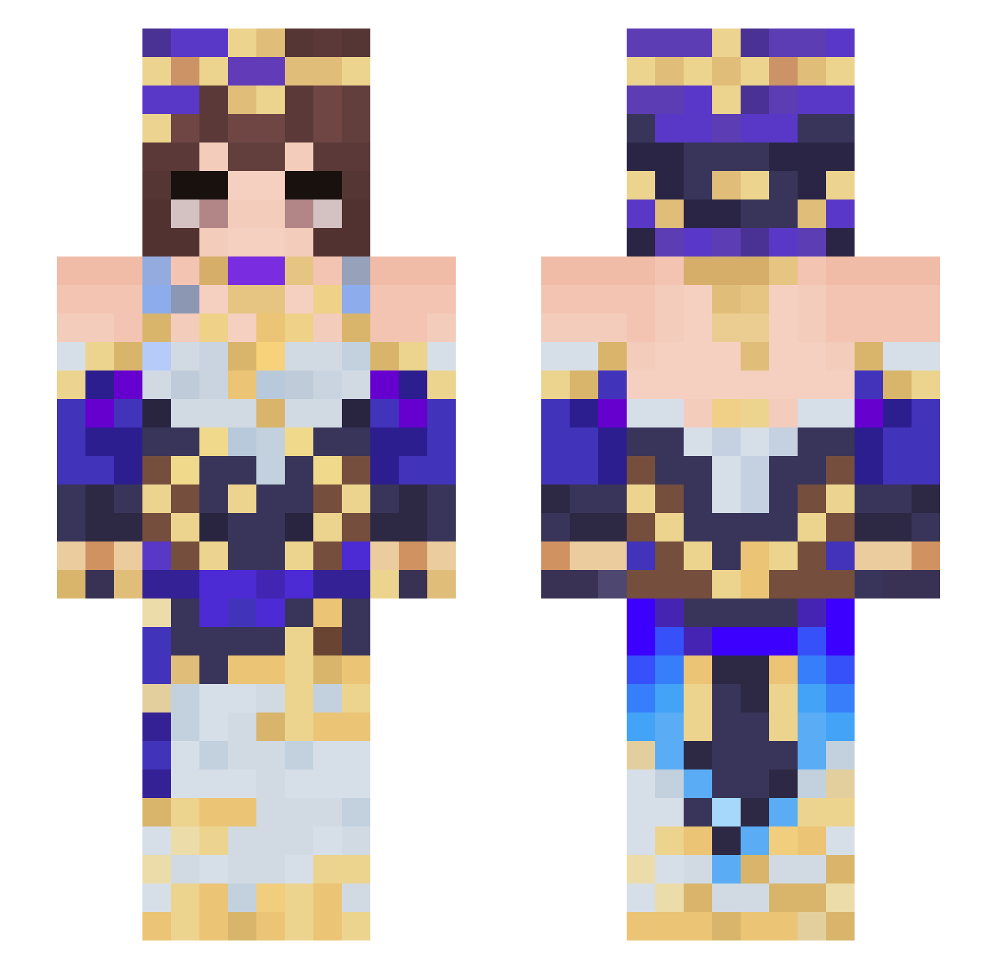 Bixcoithu Minecraft skin, front and back view