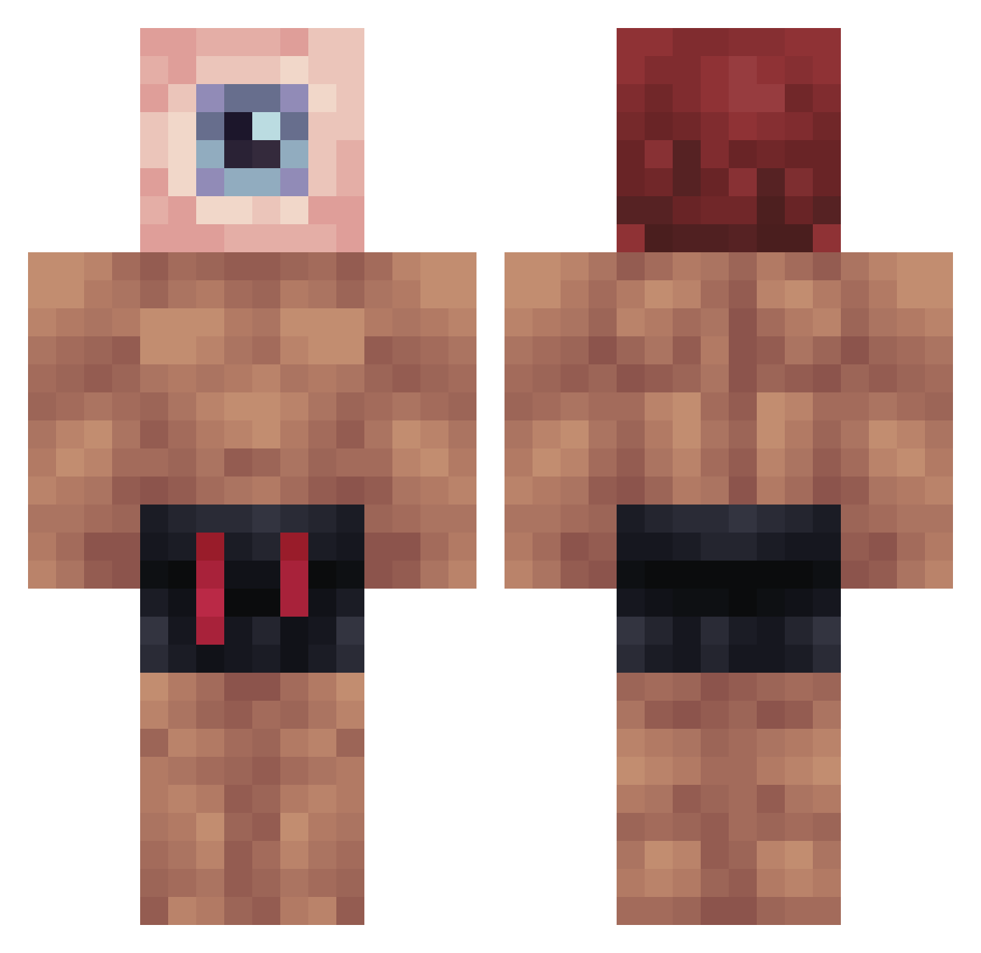 Jahkirby Minecraft skin, front and back view