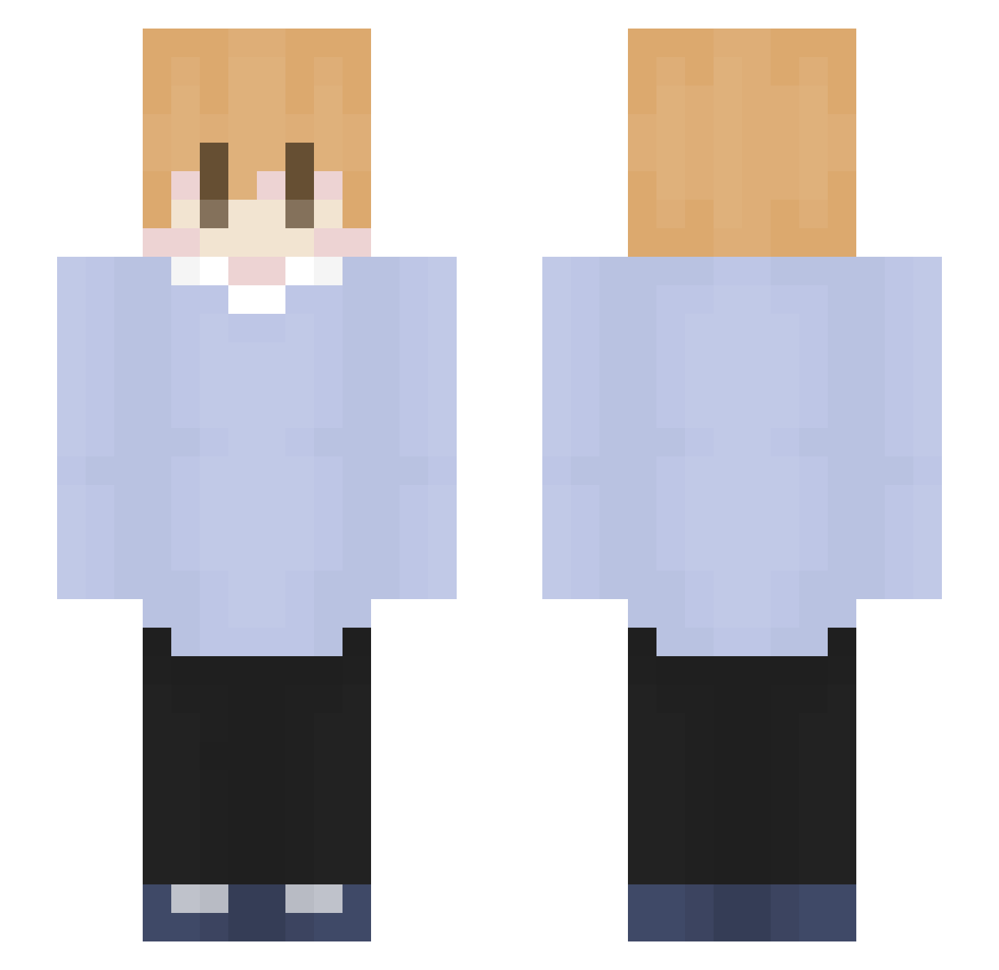 RatLL Minecraft skin, front and back view
