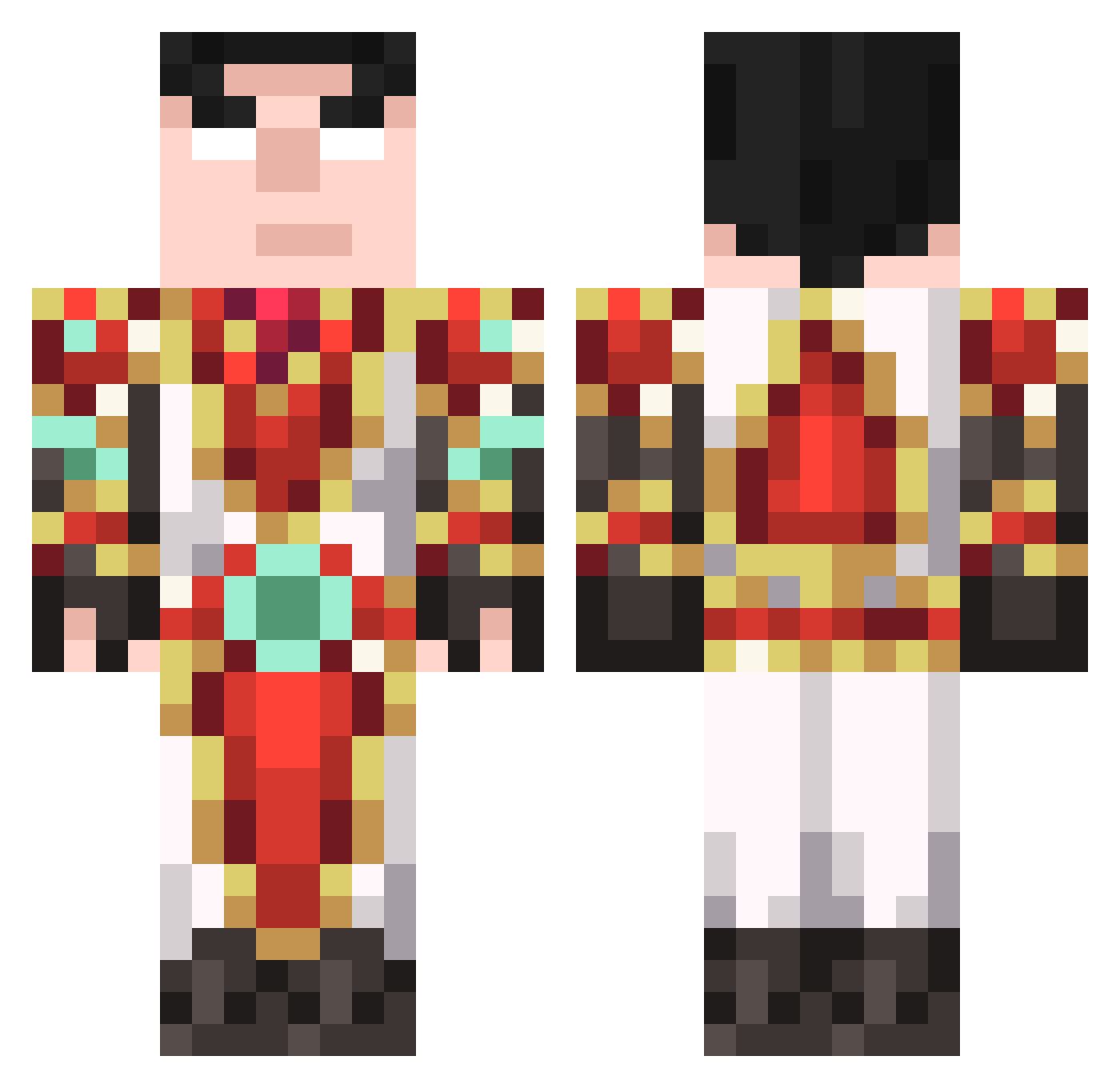 Shubalubading Minecraft skin, front and back view