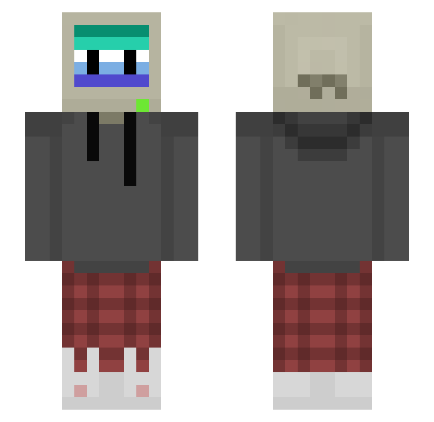 Vrumo Minecraft skin, front and back view