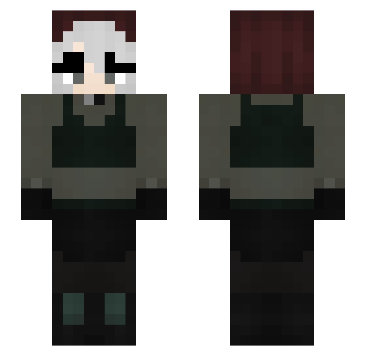 Vampireworms Minecraft skin, front and back view
