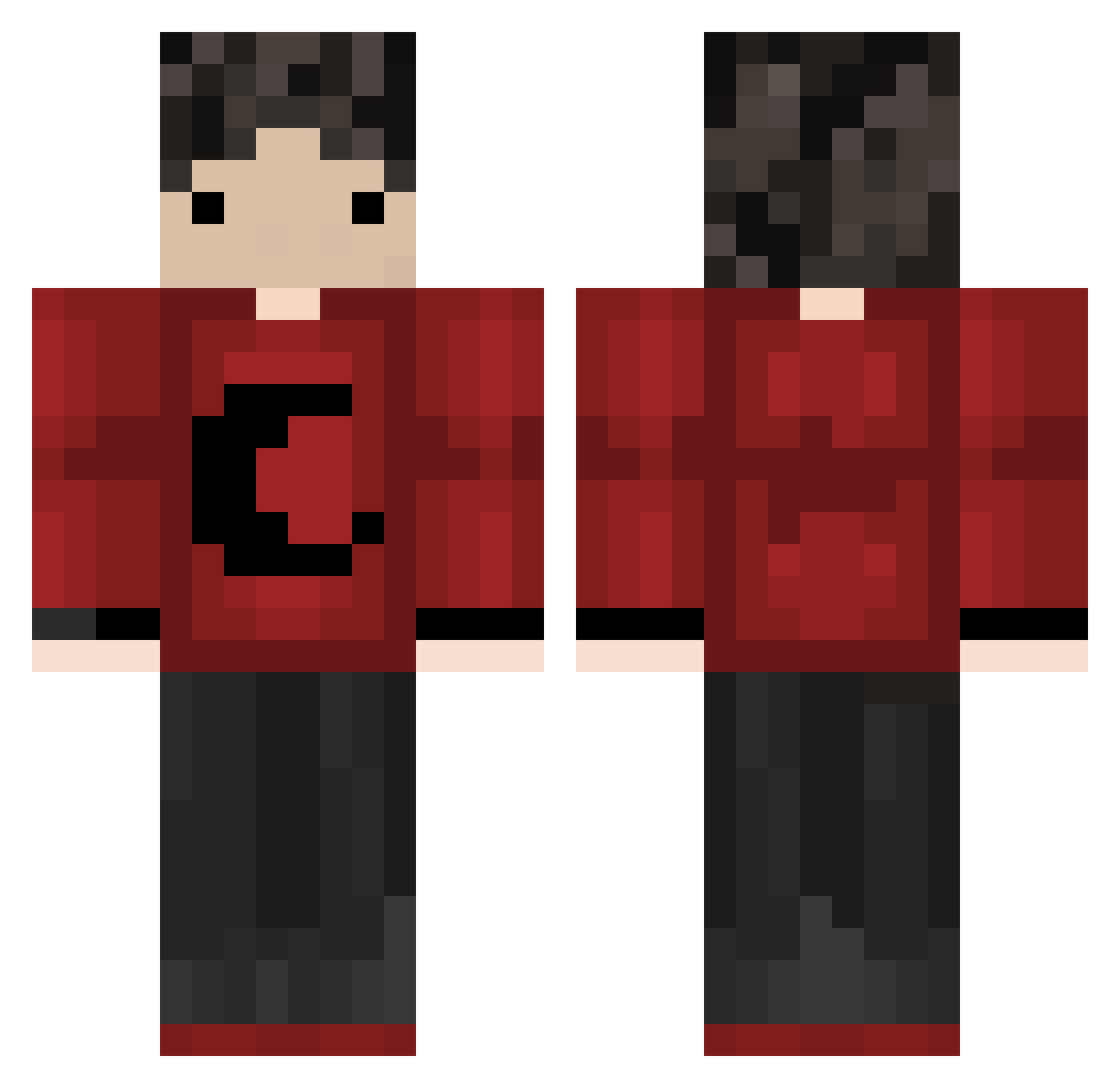 maorhvv Minecraft skin, front and back view