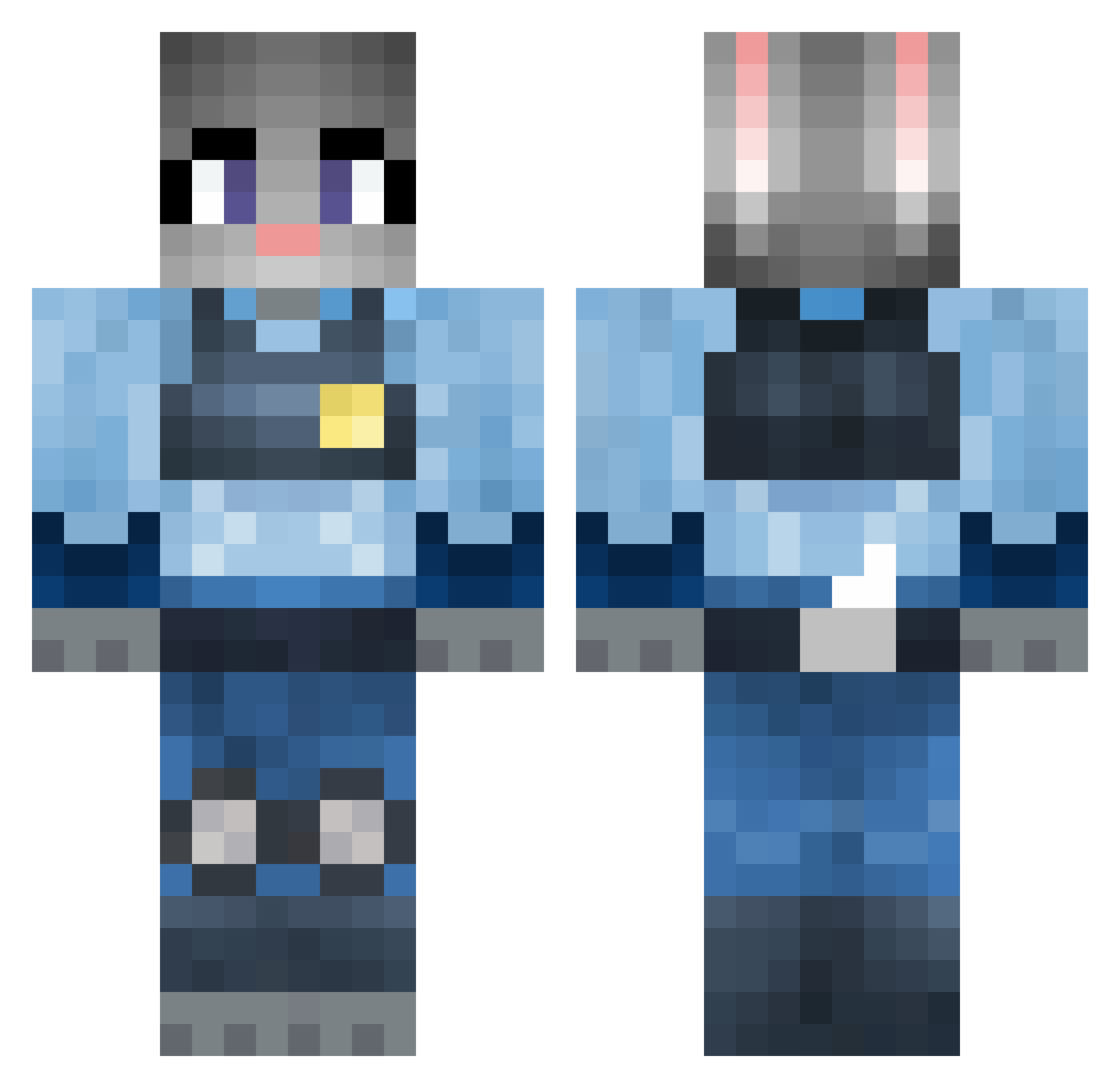 Judy_H0pps Minecraft skin, front and back view