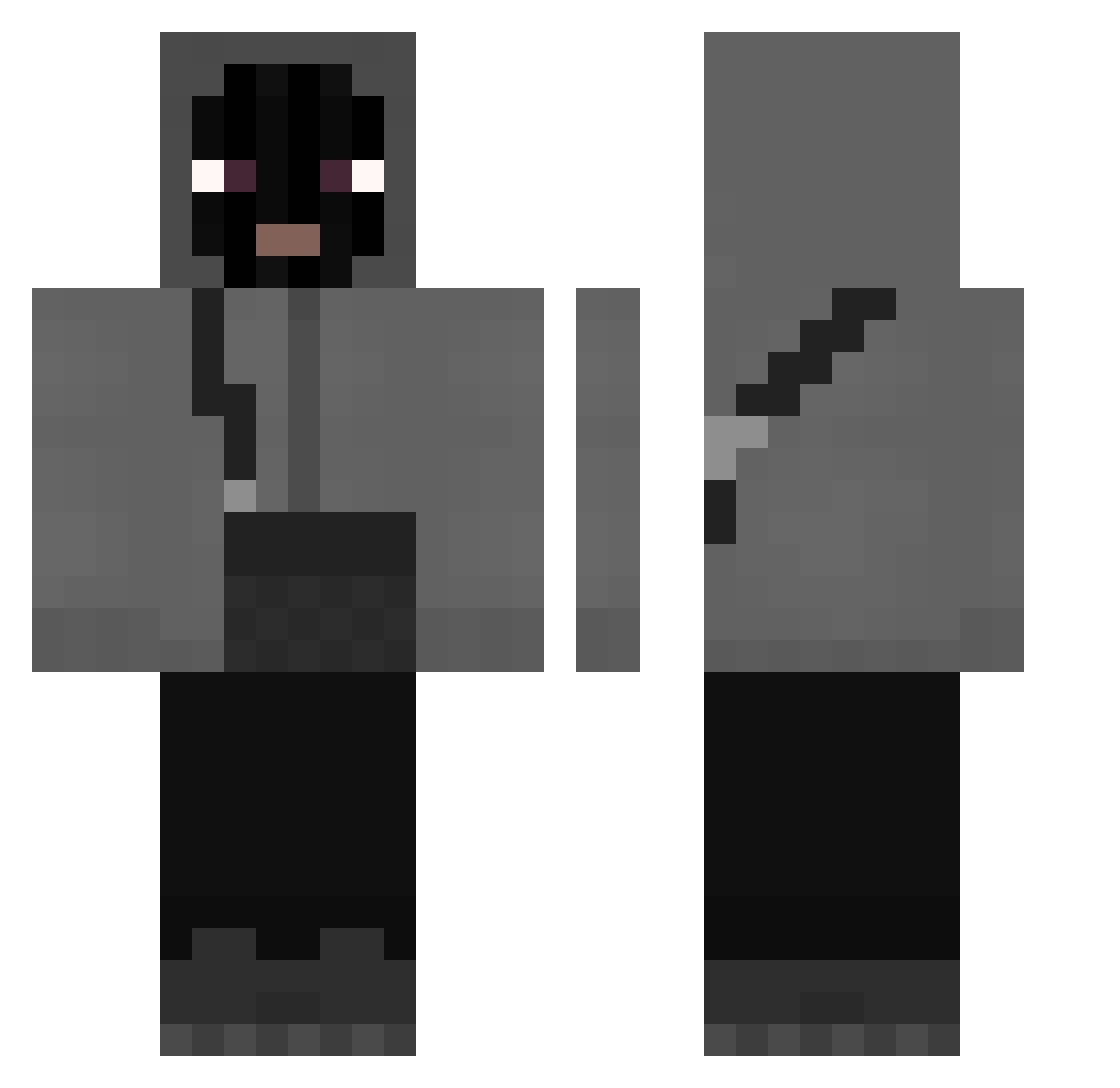 Pqtyss Minecraft skin, front and back view