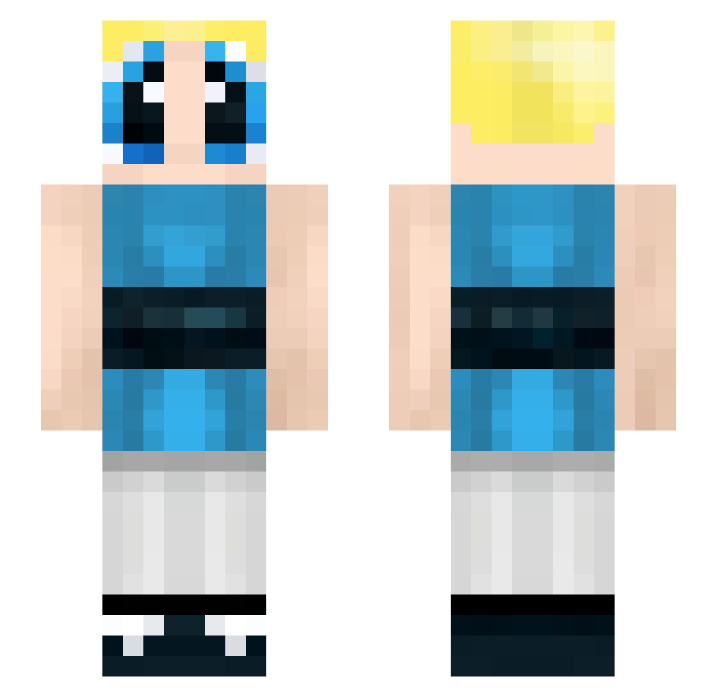 PactoMortal Minecraft skin, front and back view