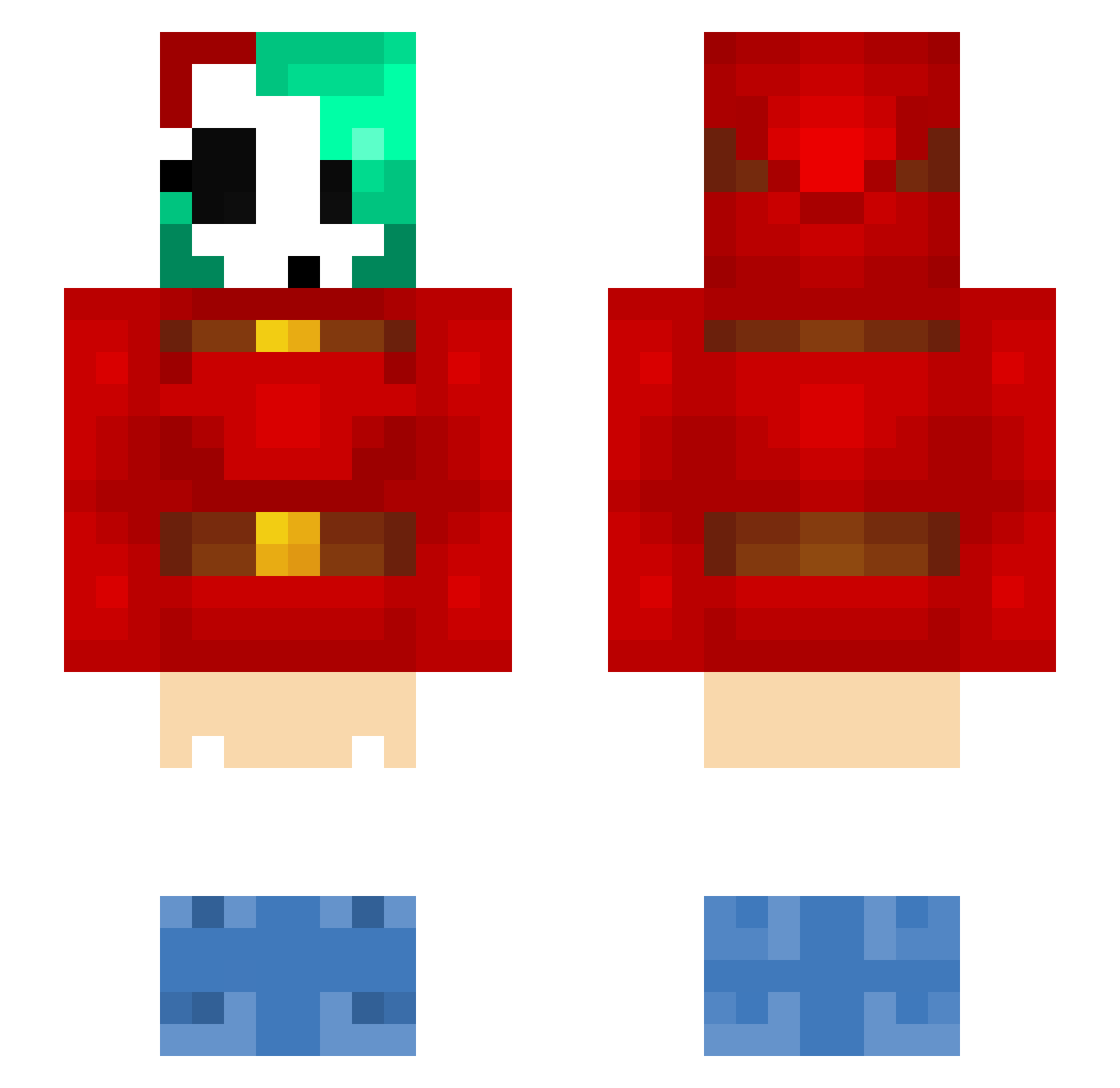 Maschinengeist Minecraft skin, front and back view