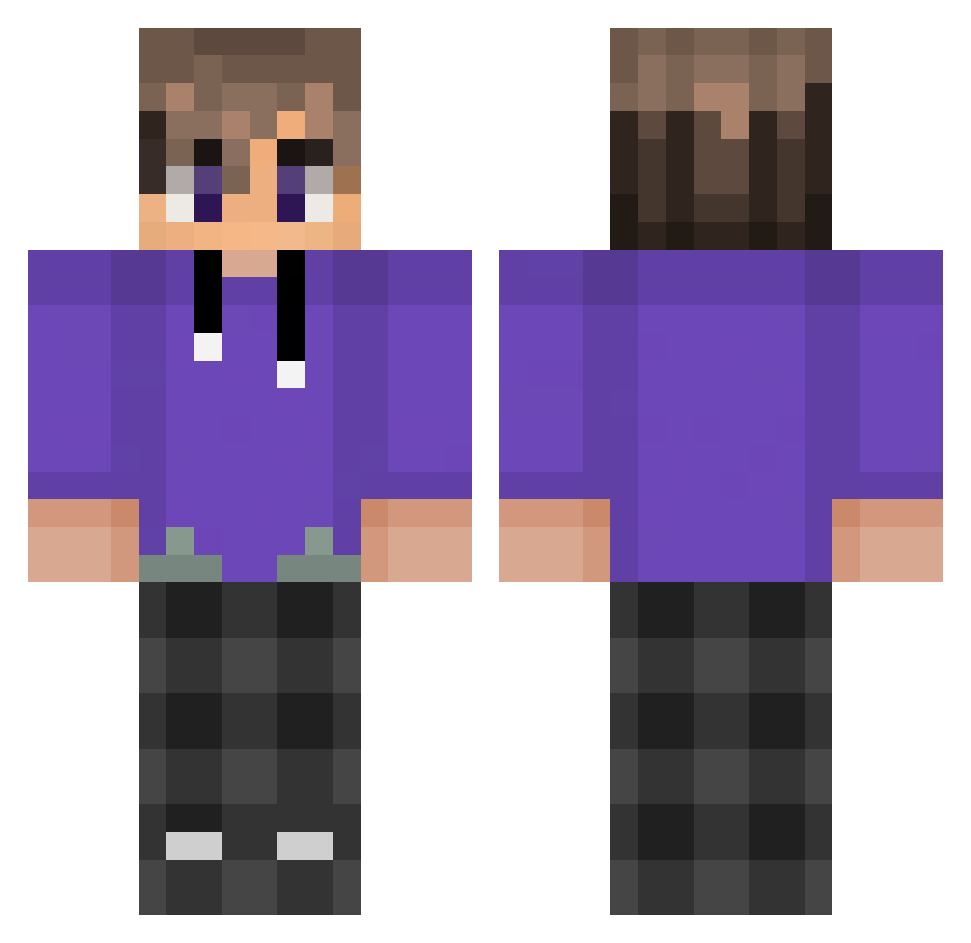 StickyJens Minecraft skin, front and back view