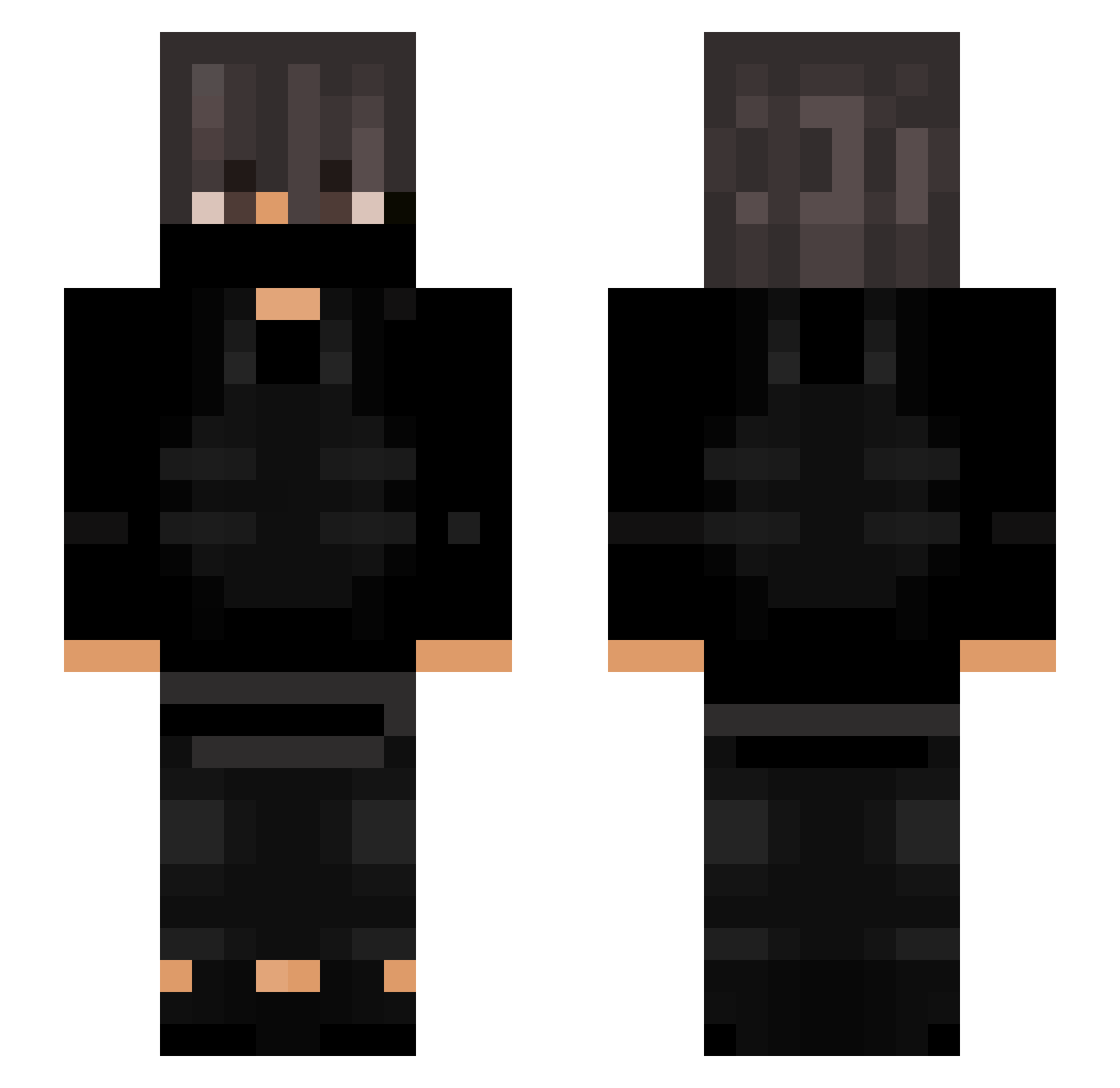 SecZo Minecraft skin, front and back view