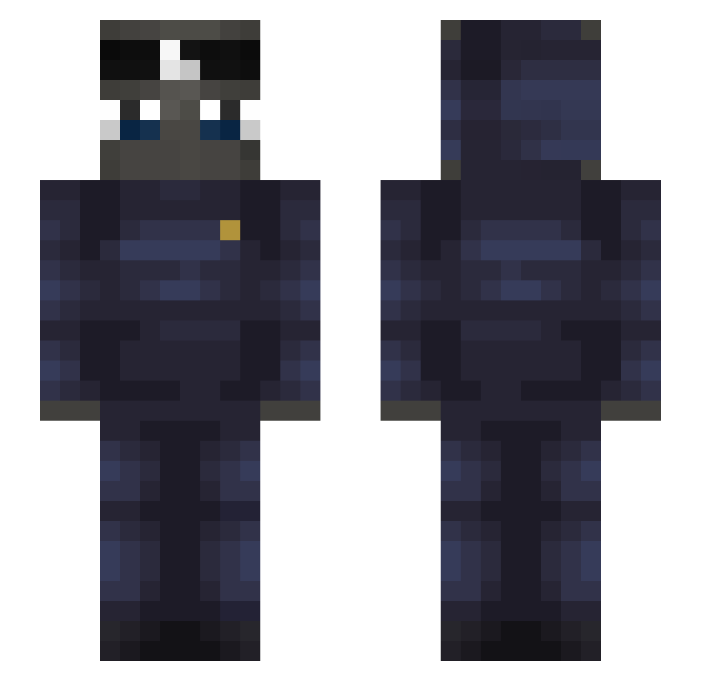 Rentagon Minecraft skin, front and back view