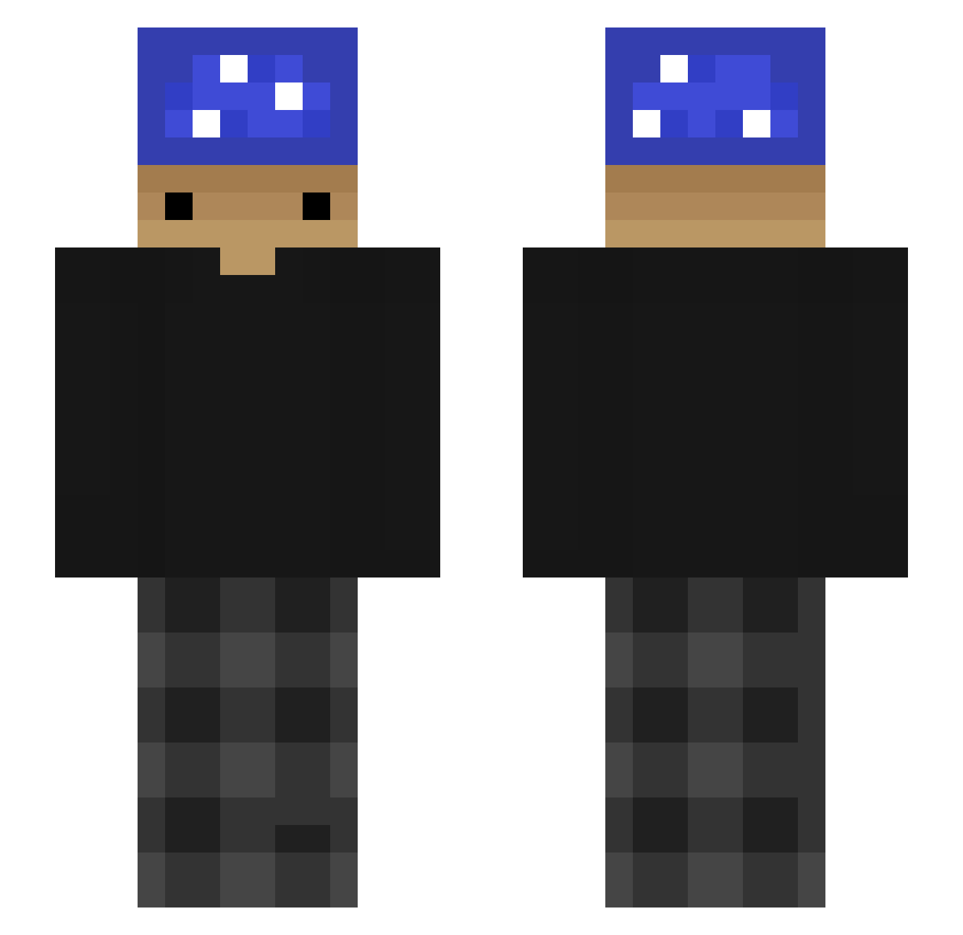 Sl0wFall Minecraft skin, front and back view