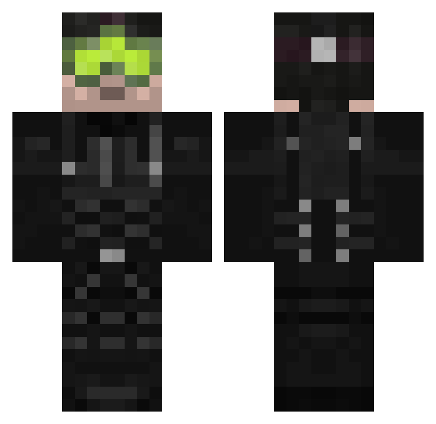 Complementing Minecraft skin, front and back view