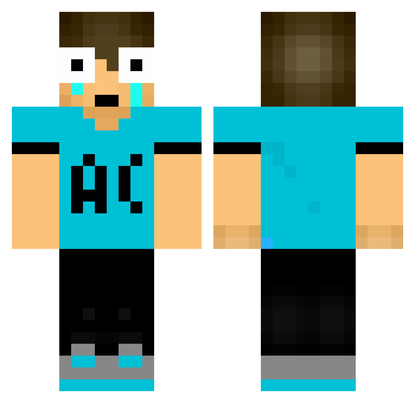 HitMatr0 Minecraft skin, front and back view