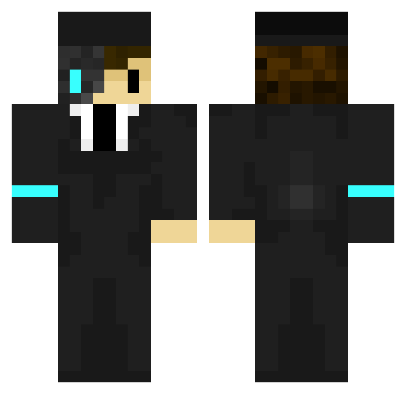 Luthier Minecraft skin, front and back view