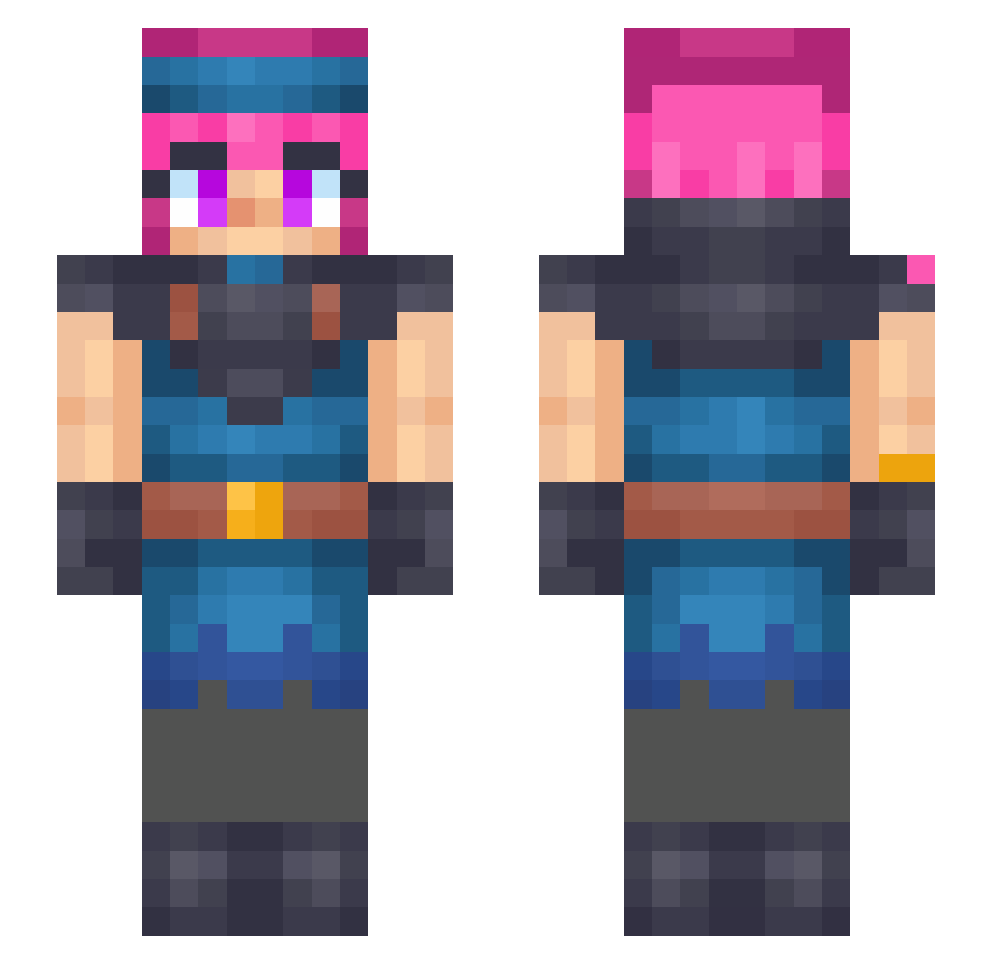 NinjaOstrich Minecraft skin, front and back view
