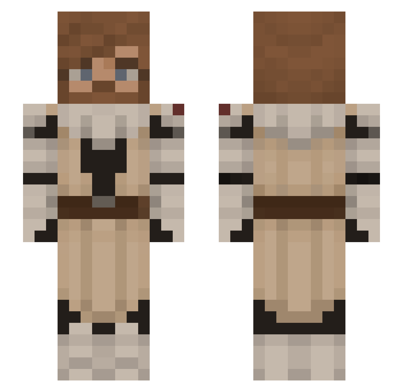 Pufferfysh Minecraft skin, front and back view
