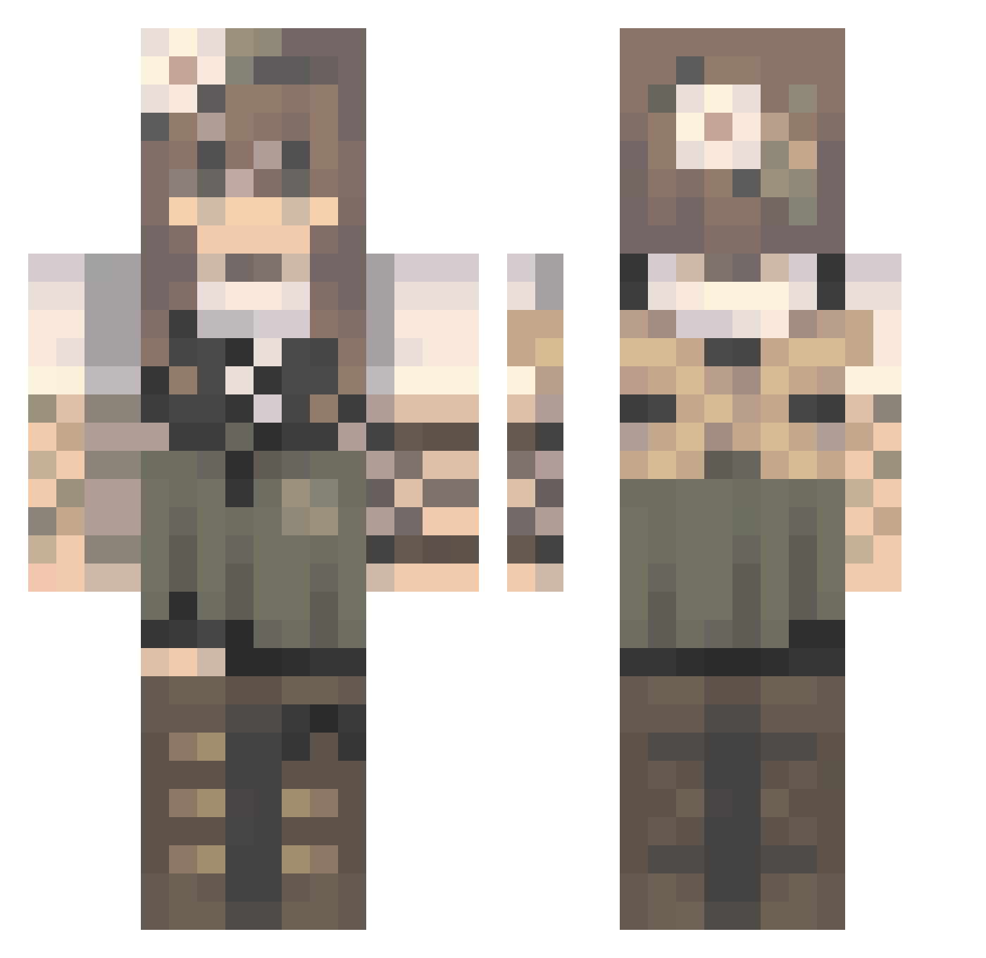 Sheeper185 Minecraft skin, front and back view