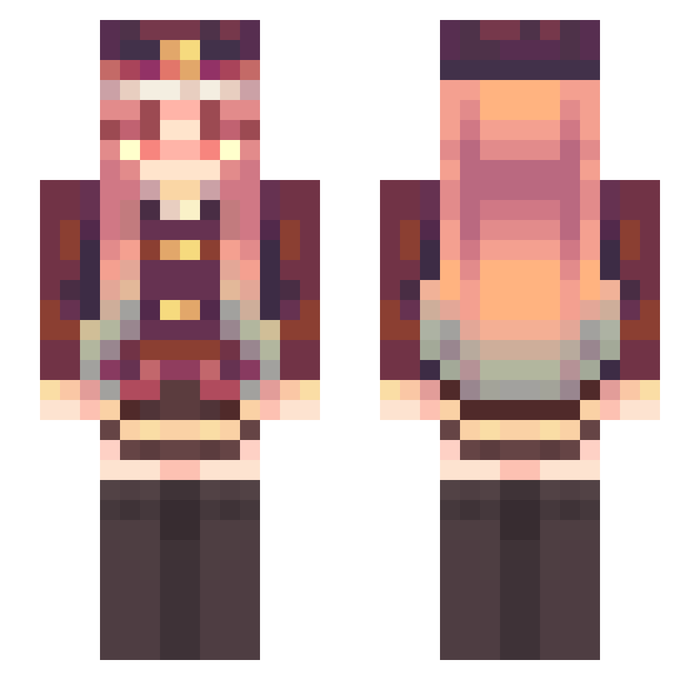 OneDraastey Minecraft skin, front and back view