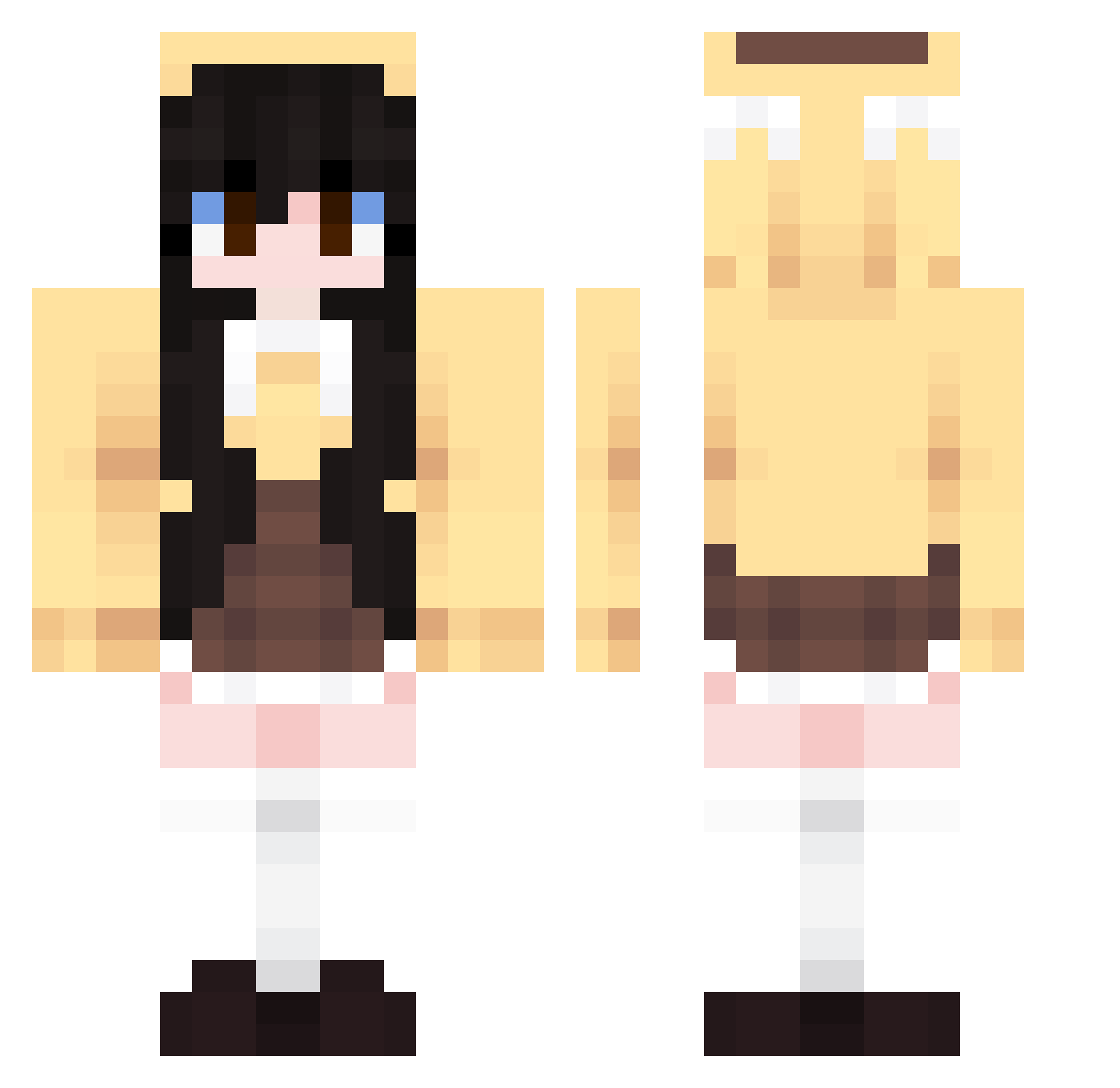 TacoBatBelle Minecraft skin, front and back view
