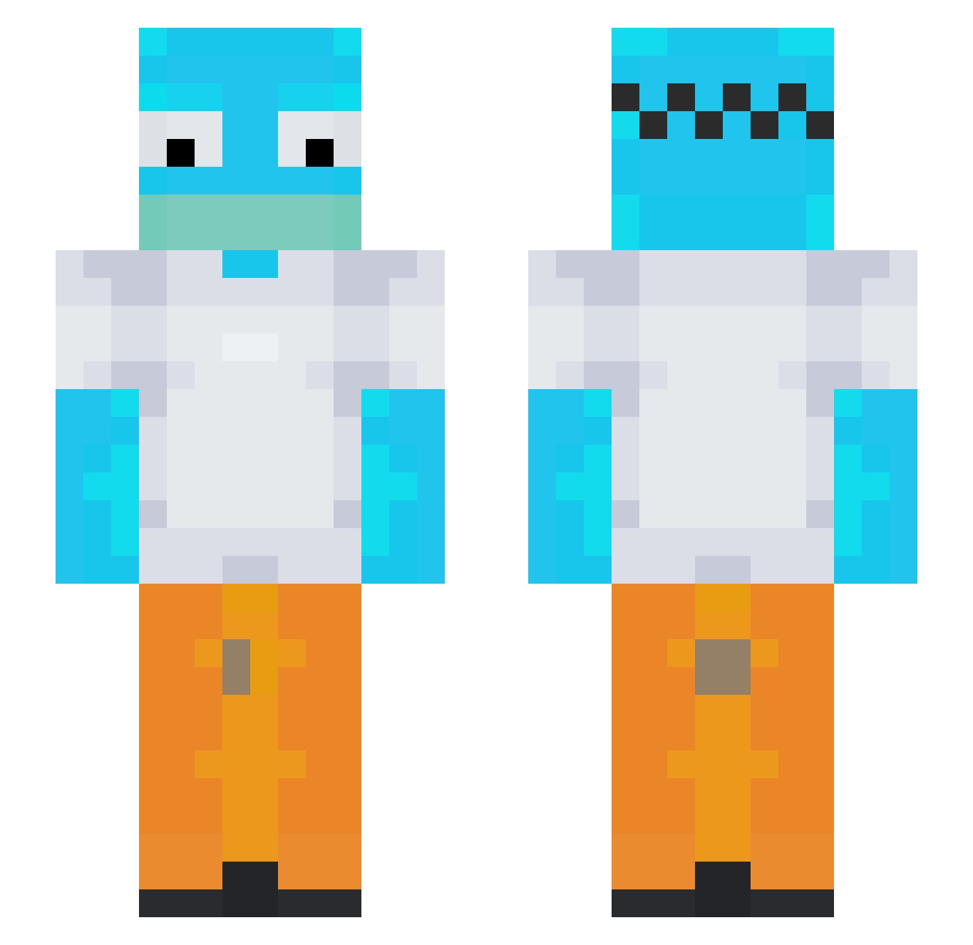 MaybeDucky Minecraft skin, front and back view