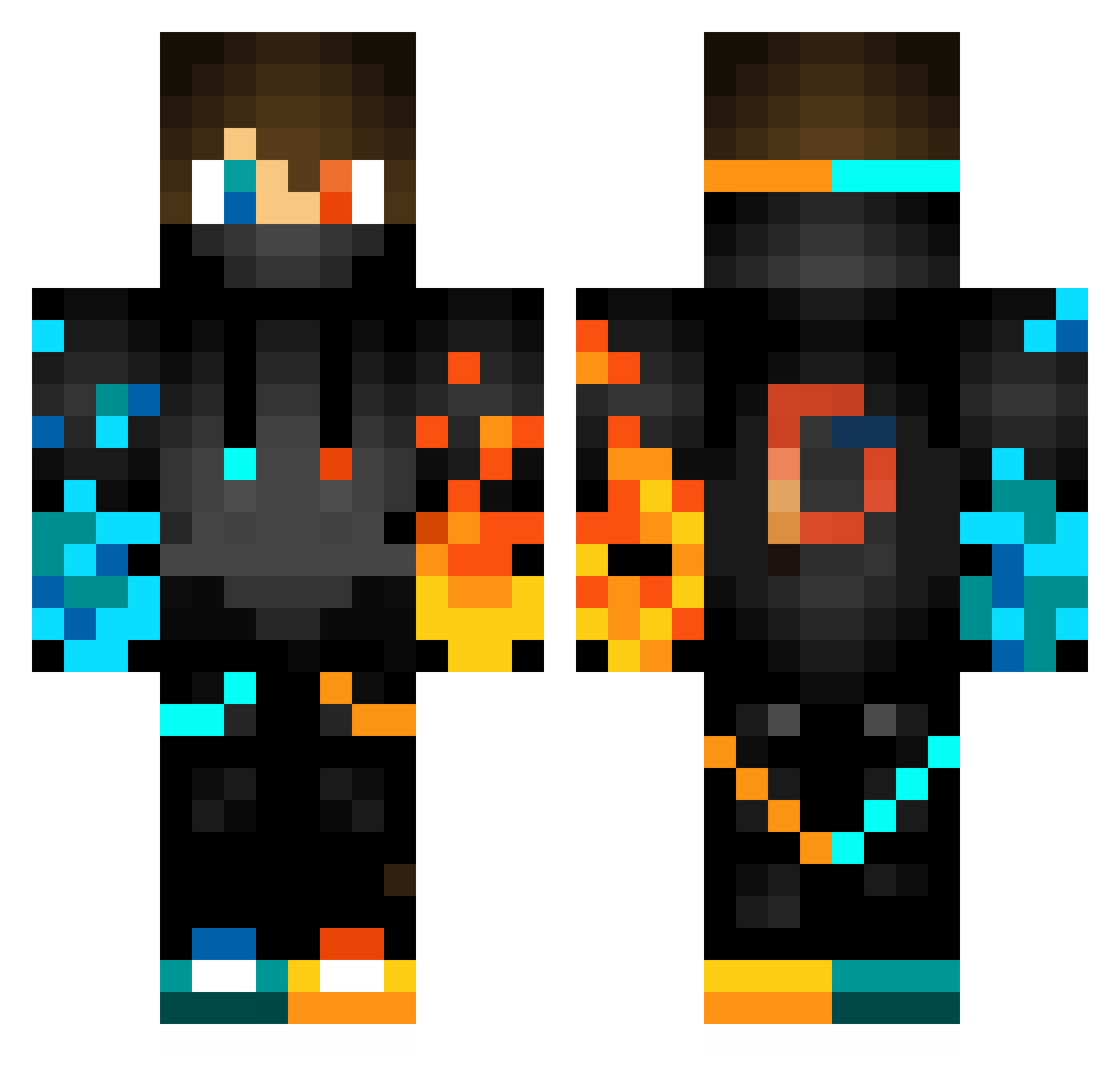 Dinsara_Mc Minecraft skin, front and back view