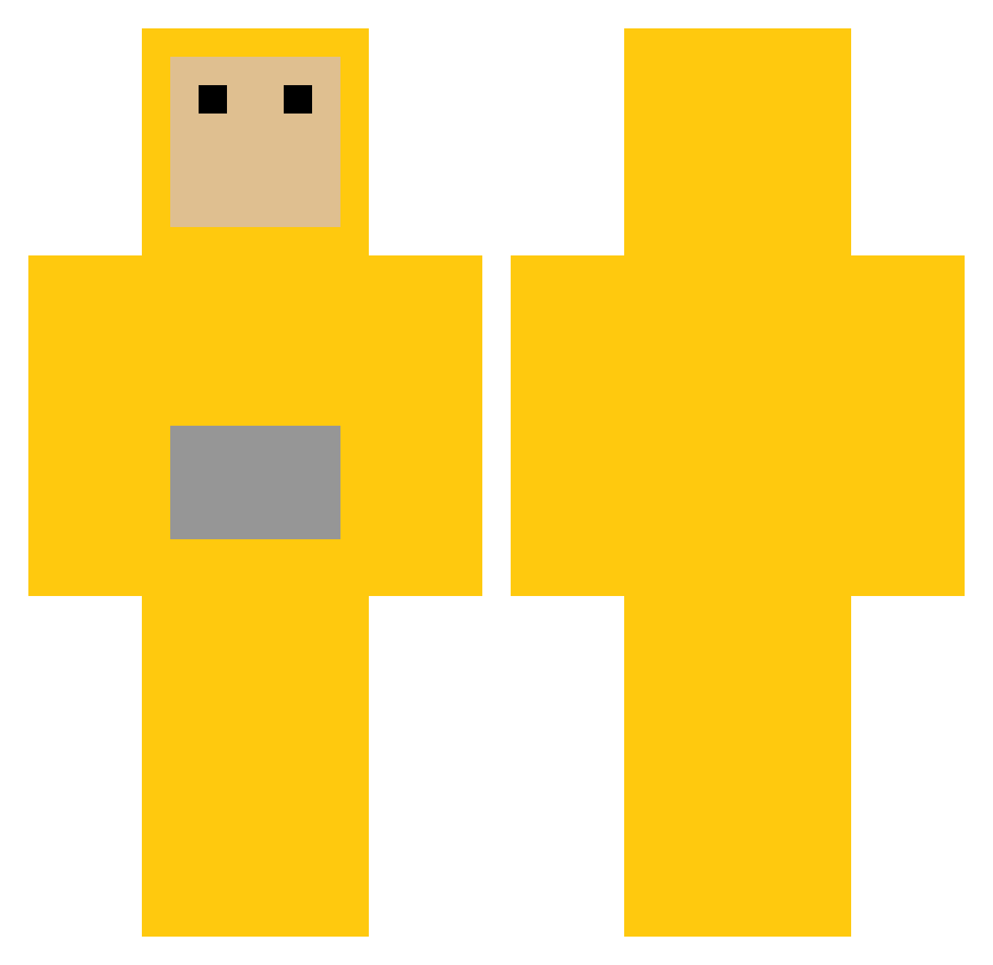 klaitek Minecraft skin, front and back view