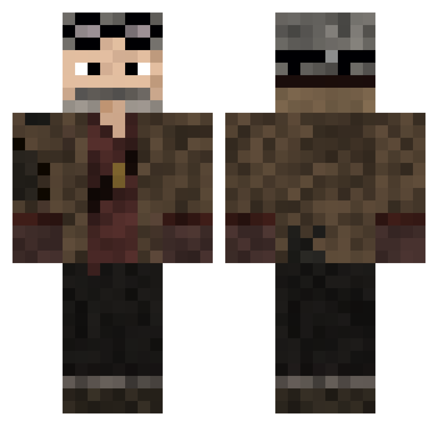 Squeeezz Minecraft skin, front and back view