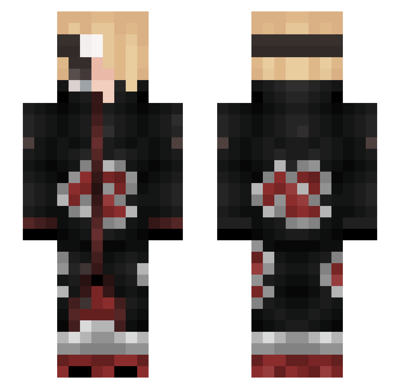 eZkilla Minecraft skin, front and back view