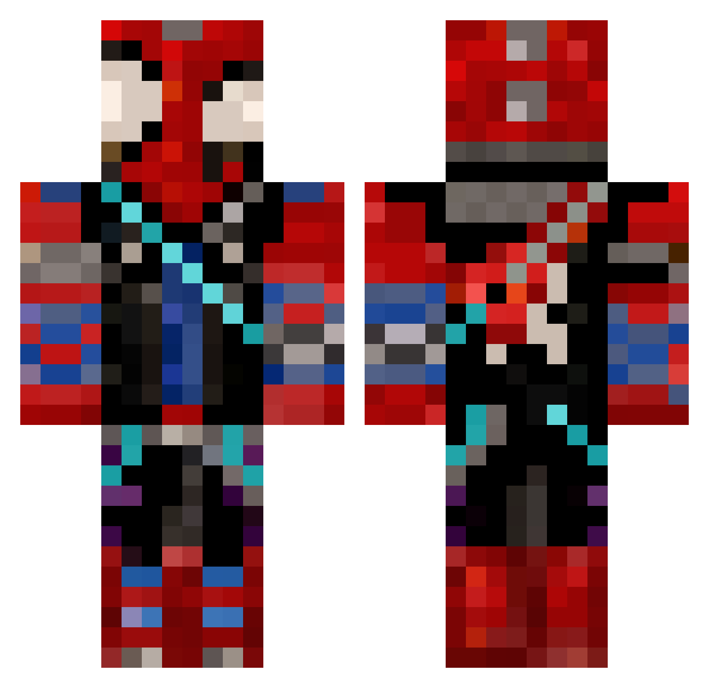 Vexelatory Minecraft skin, front and back view