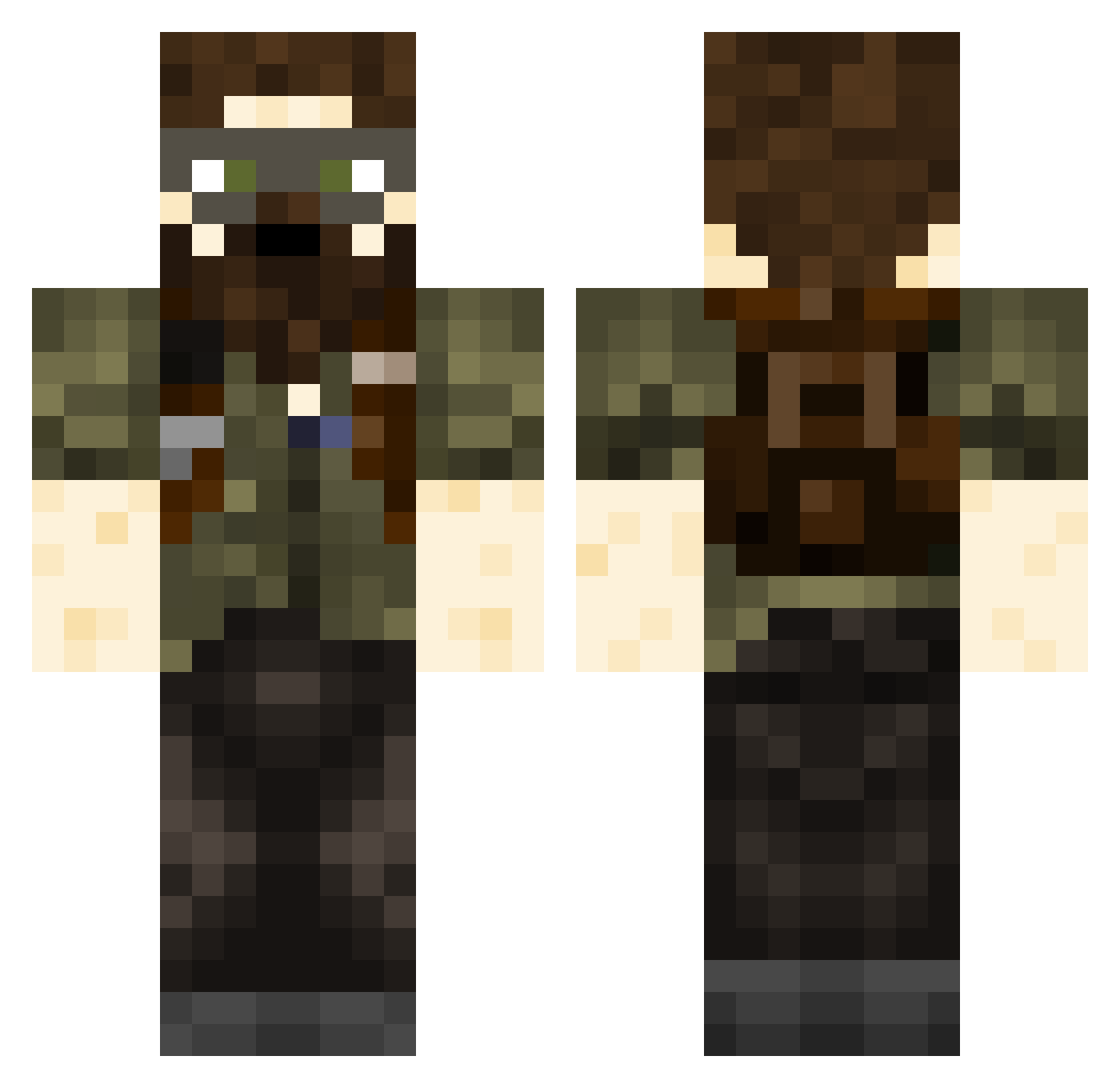Shawarma Minecraft skin, front and back view