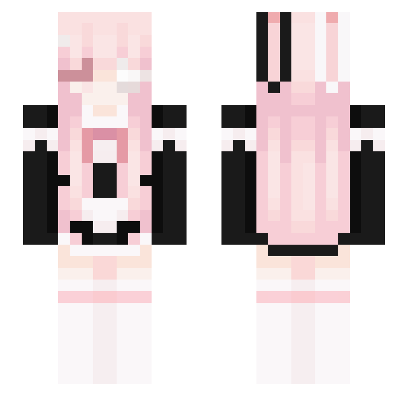Yuiunix Minecraft skin, front and back view