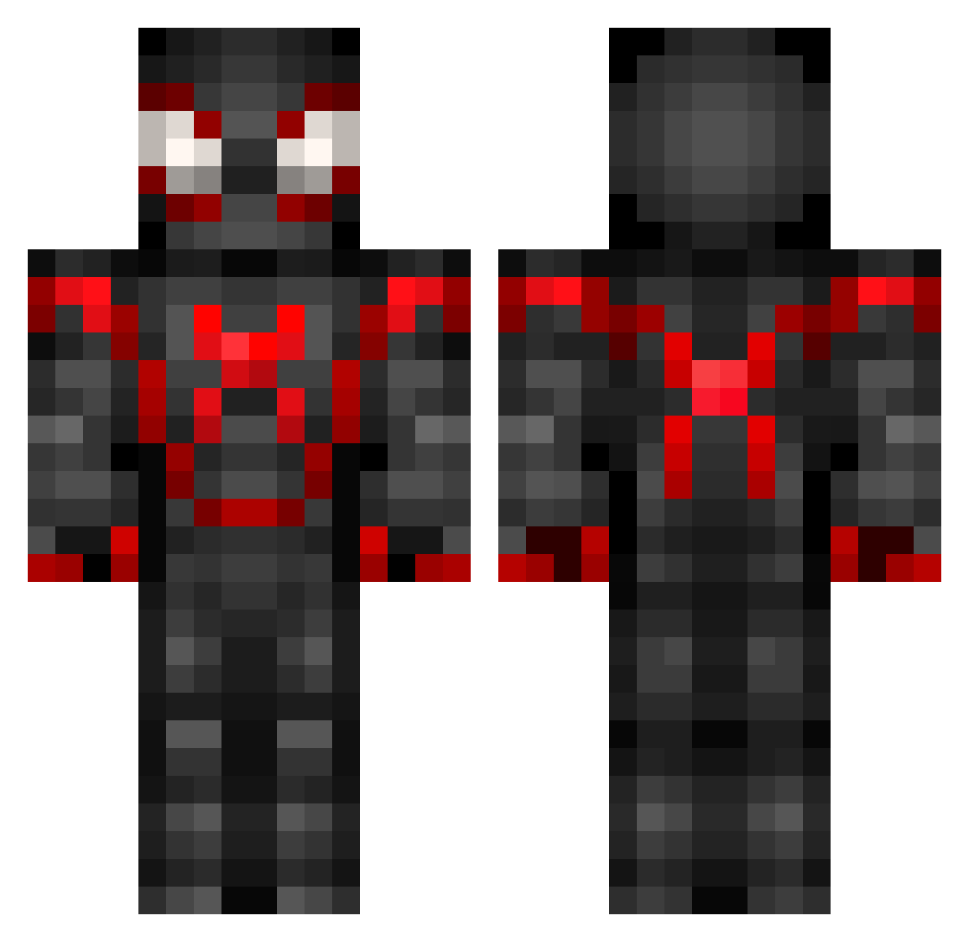 Pressures Minecraft skin, front and back view