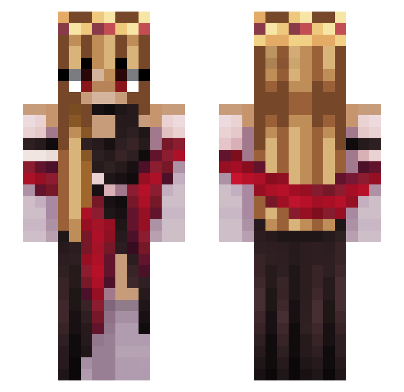 itsyogirlaira Minecraft skin, front and back view