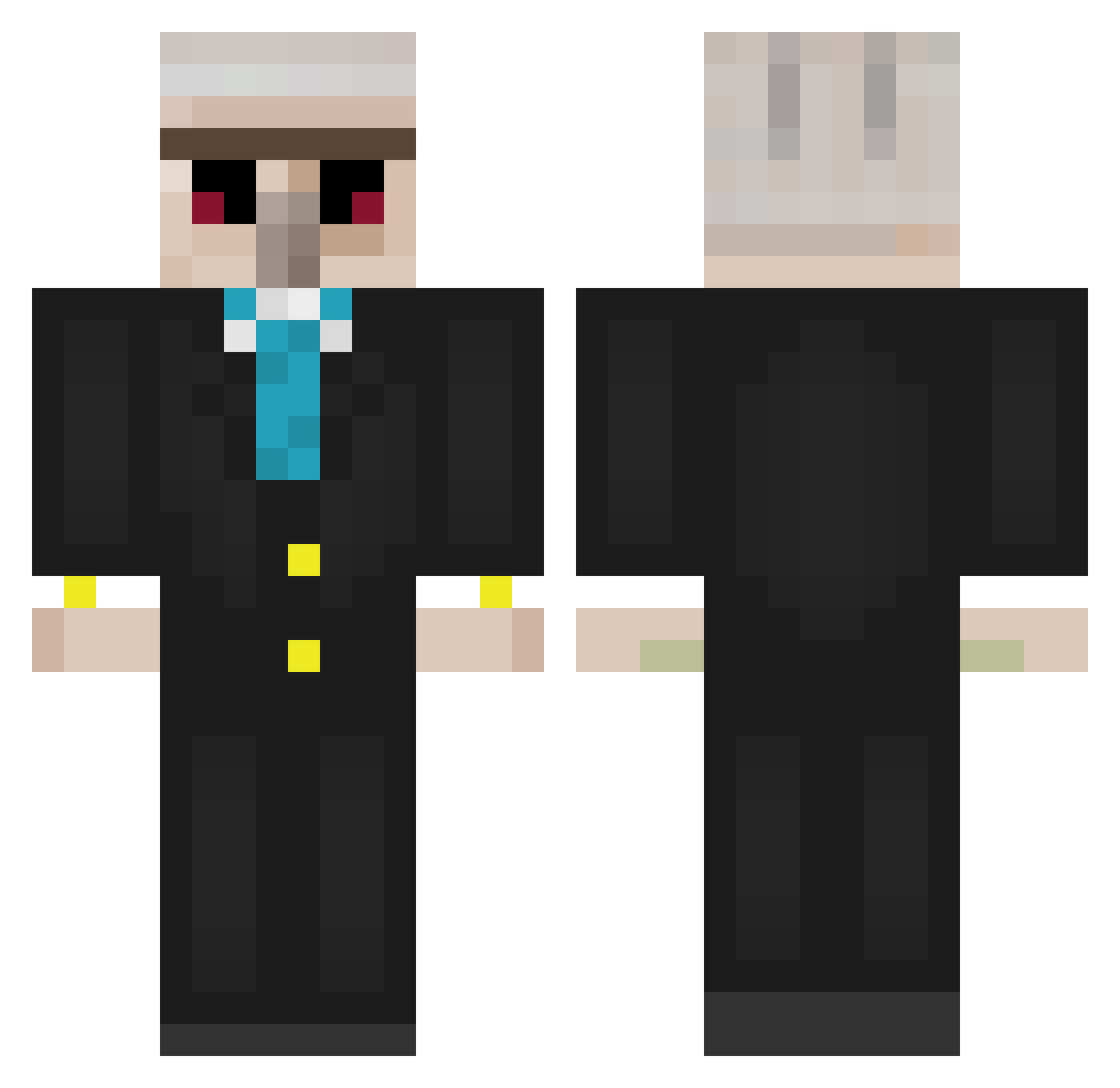 TheIronBoss Minecraft skin, front and back view