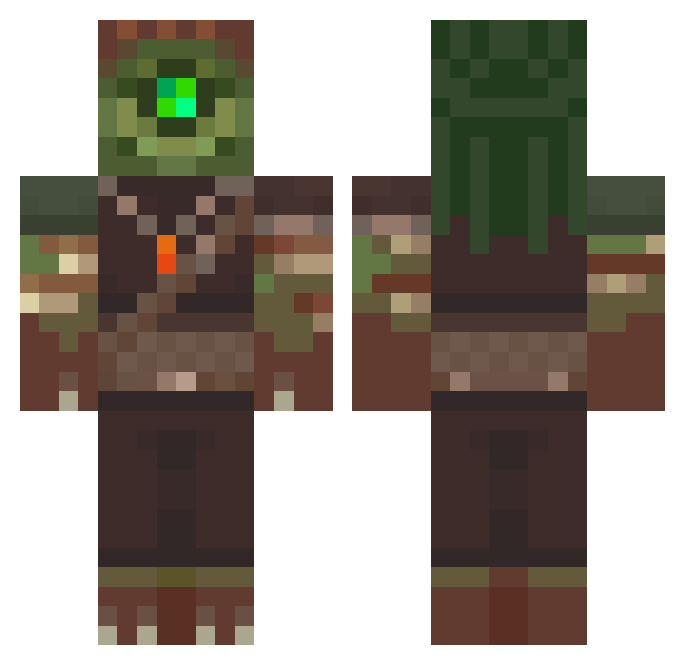 viscus Minecraft skin, front and back view