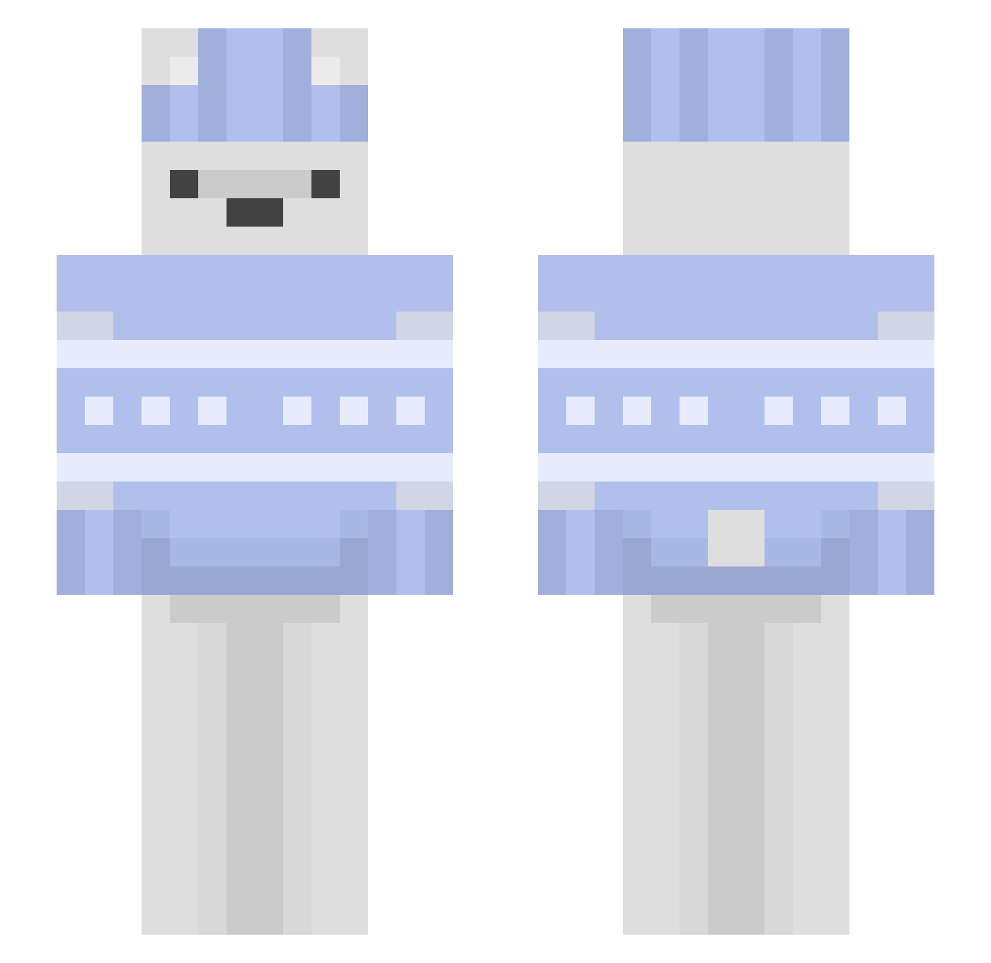 Schlafhose Minecraft skin, front and back view