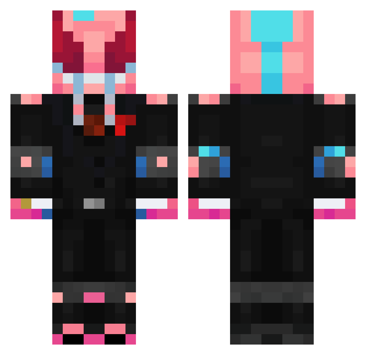 Skeeball_ Minecraft skin, front and back view