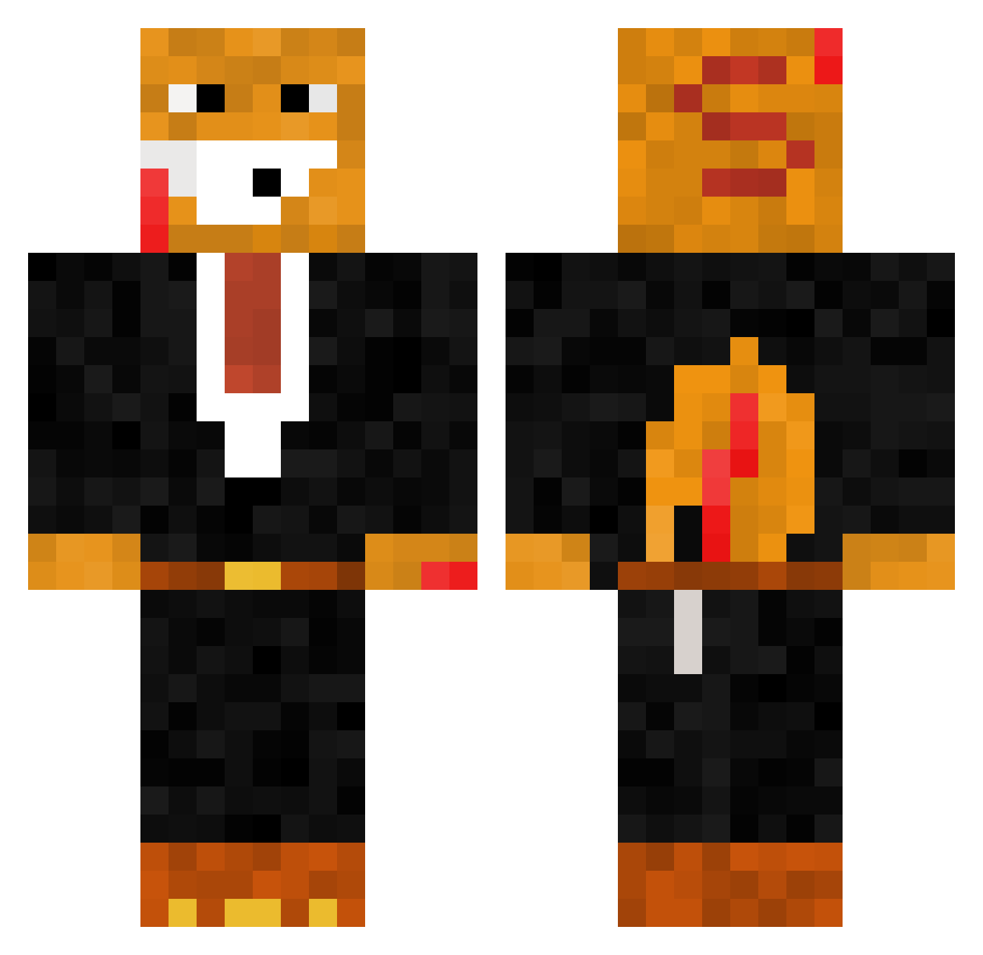 Sorkatx Minecraft skin, front and back view